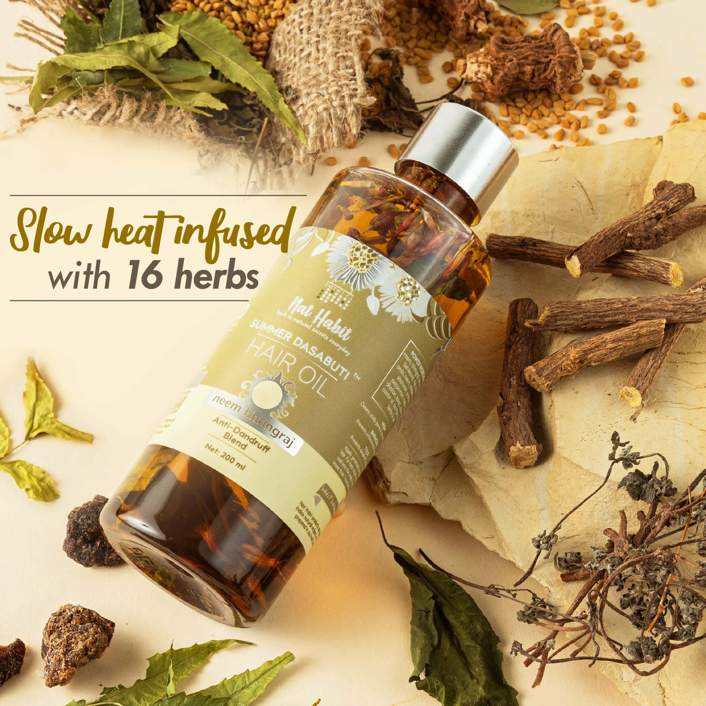 Nat Habit Neem Bhringraj Hair Oil For Men & Women, Reduces Dandruff, Suitable For All Hair Types, No Paraffin, Mineral Oil, Preservatives & Chemicals, 100 ml – view 5