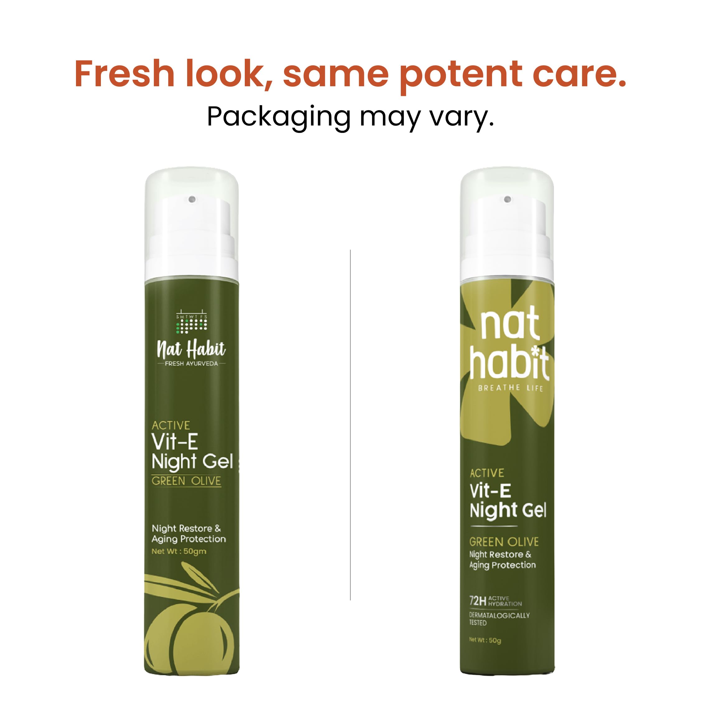 Nat Habit Active Face Gel, Olive Vit-E For Night Restore & Aging Protection With Cooling, Soothing, Sun Burn Healing & UV Protection, Suitable For All Skin Types, 50gm – view 2