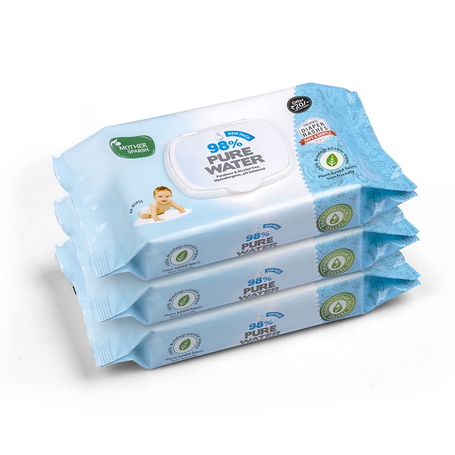 Mother Sparsh plant-based baby wipes, 60 pieces each, pack of 3