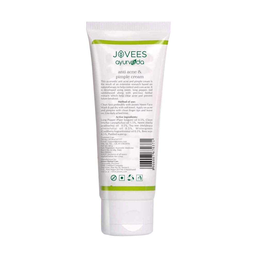 Jovees Herbal Tea Tree Oil Control Facewash 120 ML, Anti Acne & Pimple Cream 60 g, Antiseptic Anti Acne Face Pack 120 g Combo For Acne & Pimple Treatment Skin Care... – view 5