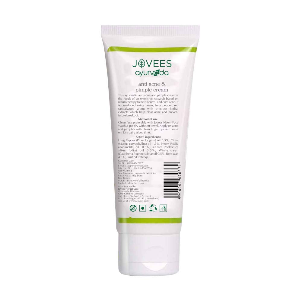 Jovees Herbal Tea Tree Oil Control Facewash 120 ML, Anti Acne & Pimple Cream 60 g, Antiseptic Anti Acne Face Pack 120 g Combo For Acne & Pimple Treatment Skin Care... – view 6