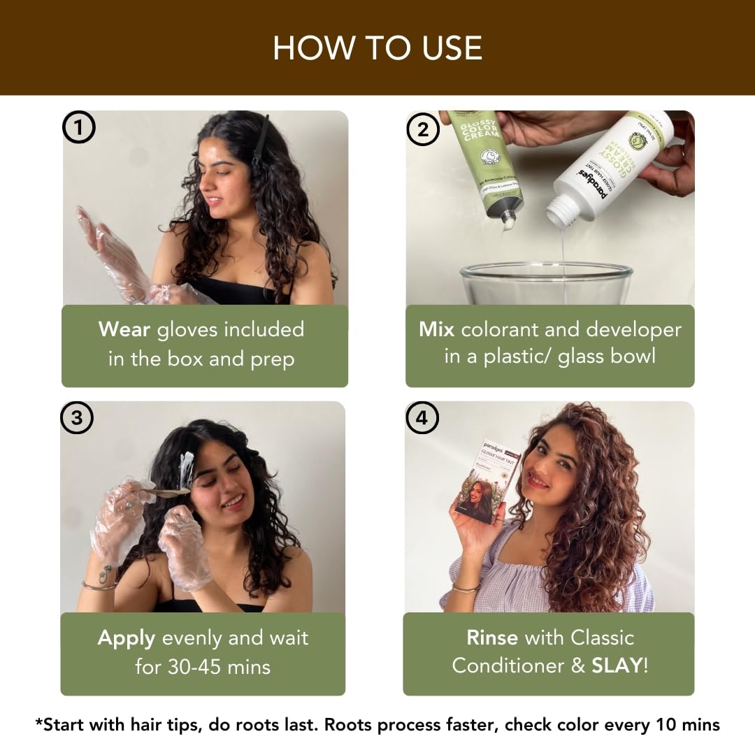 Paradyes No Bleach Hazel Brown Glossy Hair Tint, Ammonia-Free Formula for Natural Black Hair, Visible on Natural Black Hair, Enriched with Herbal Extracts, Includes Anti-Fade Conditioner for Long-Lasting Shine, 5 Light Brown – view 4