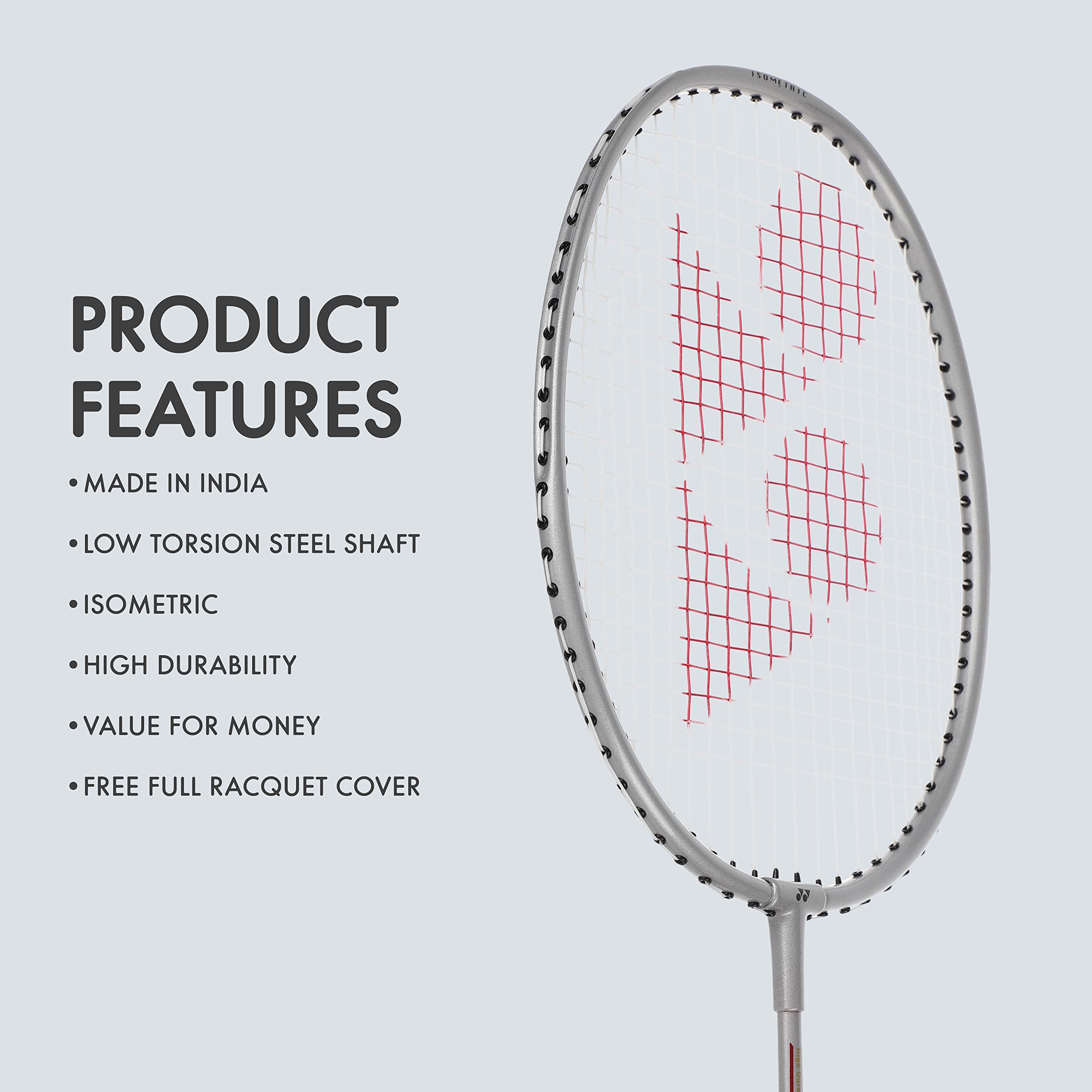 YONEX GR 303i Aluminium Strung Badminton Racket with Full Racket Cover (Silver) – view 3