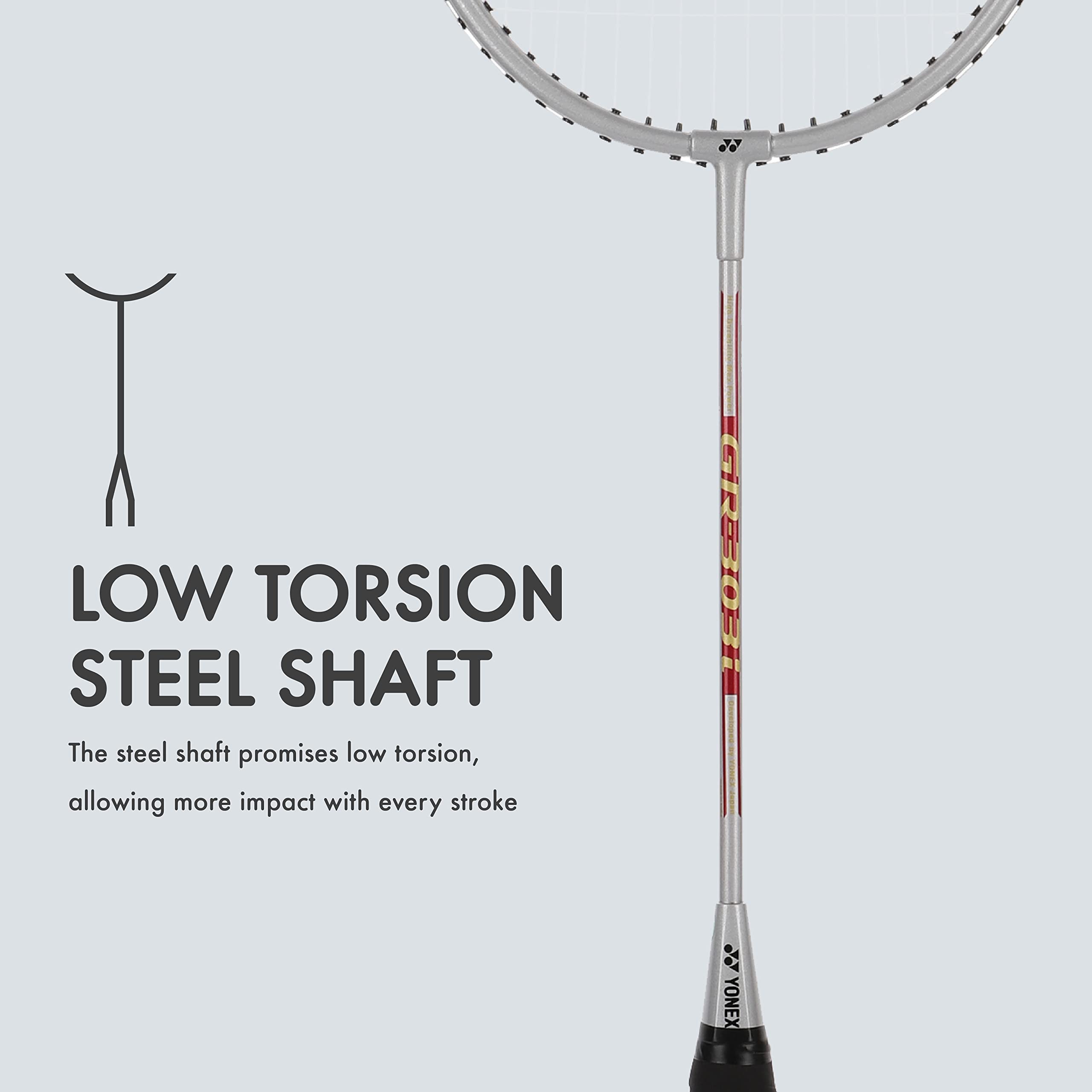 YONEX GR 303i Aluminium Strung Badminton Racket with Full Racket Cover (Silver) – view 6