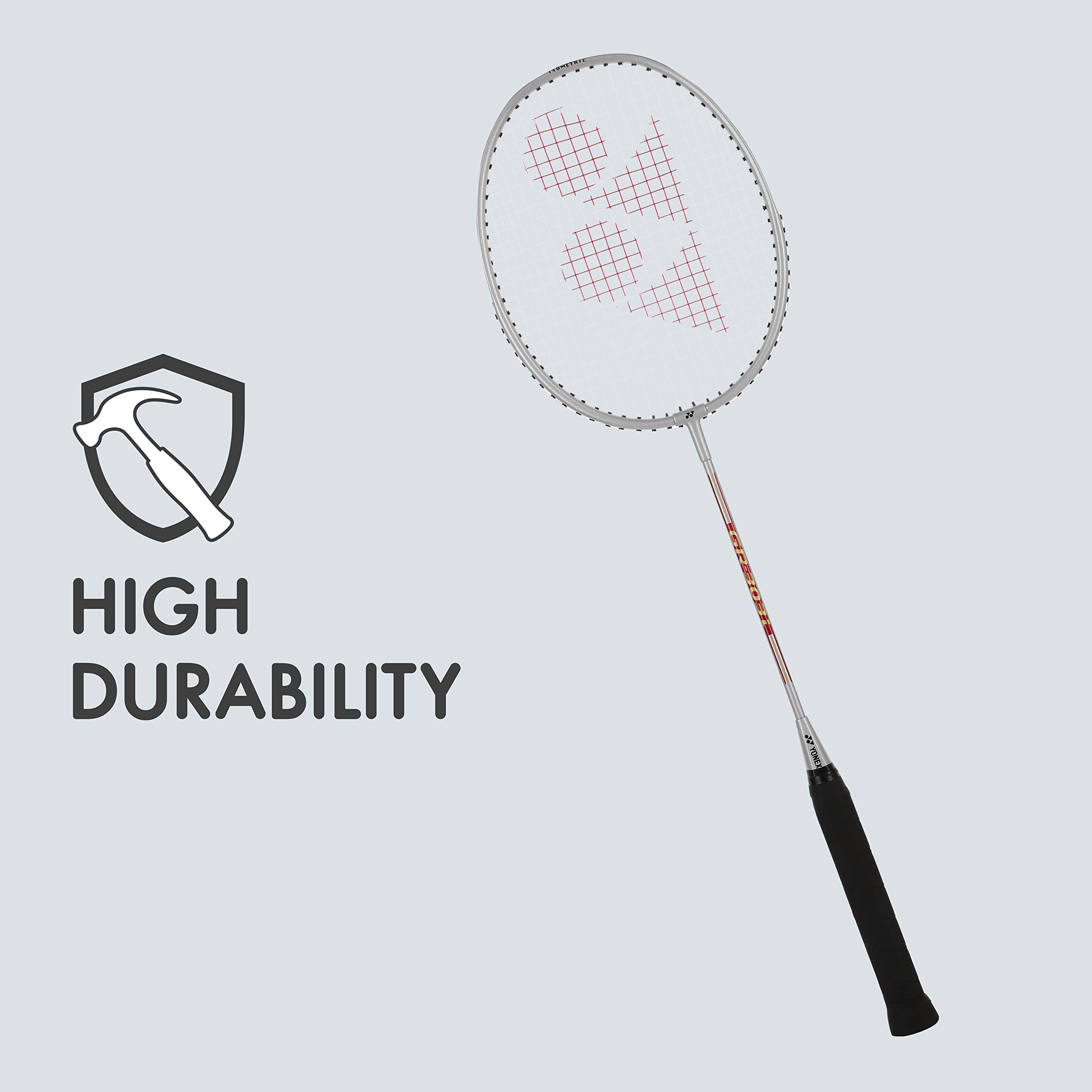YONEX GR 303i Aluminium Strung Badminton Racket with Full Racket Cover (Silver) – view 7