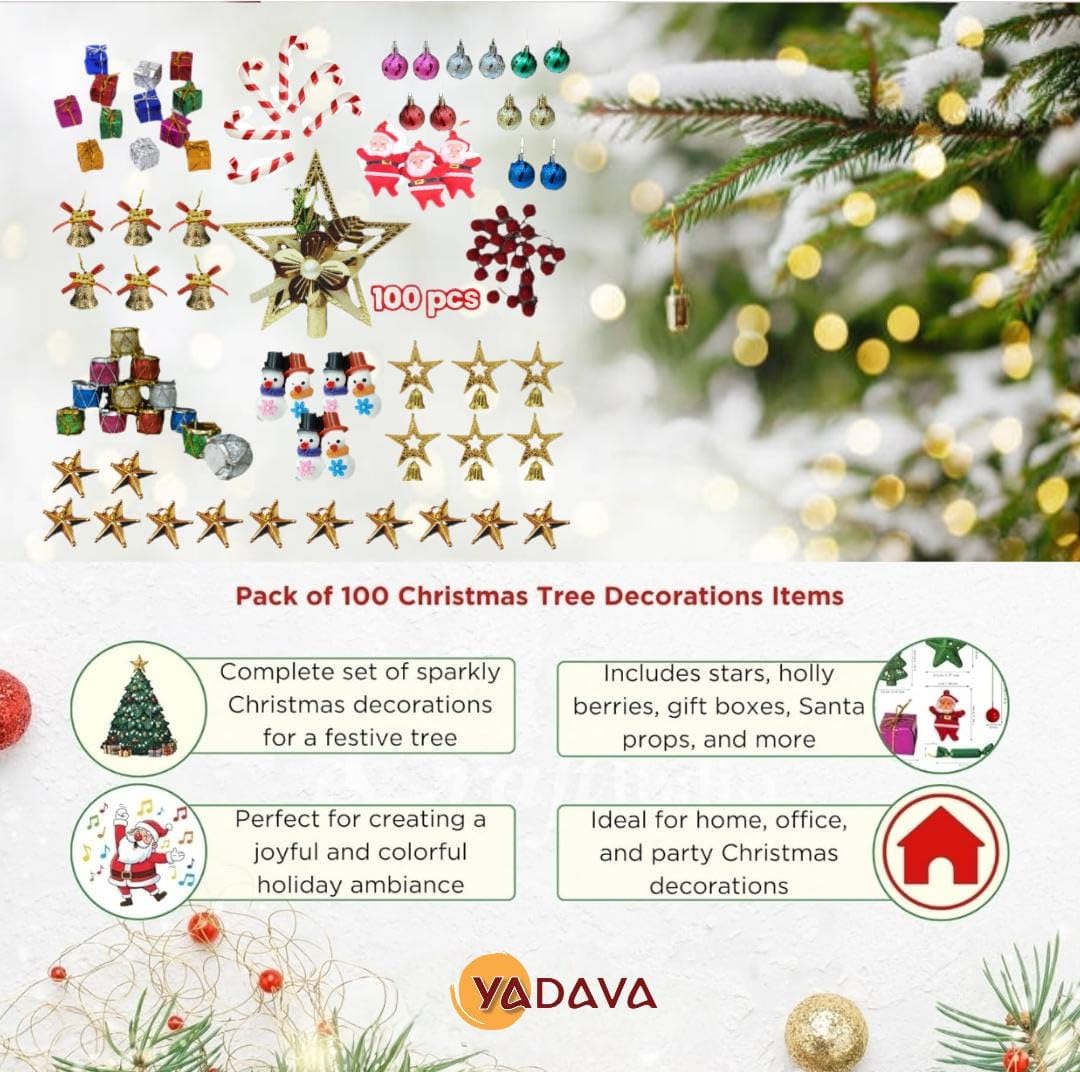 100 Pcs Christmas Tree Decoration Ornaments Set – view 8