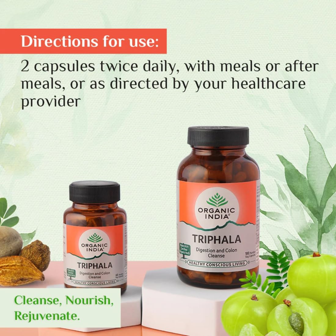 A TATA Product - Organic India Triphala Capsules - 60 Caps (Pack of 2) , Supports Immune System, Colon & Digestion, Balanced Bowel & Gut Health, Contains Bioactives and Antioxidants, GMP & NPOP Certified Organic – view 8