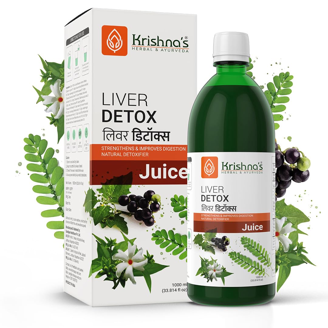Herbal liver detox juice bottle from KRISHNA'S HERBAL & AYURVEDA