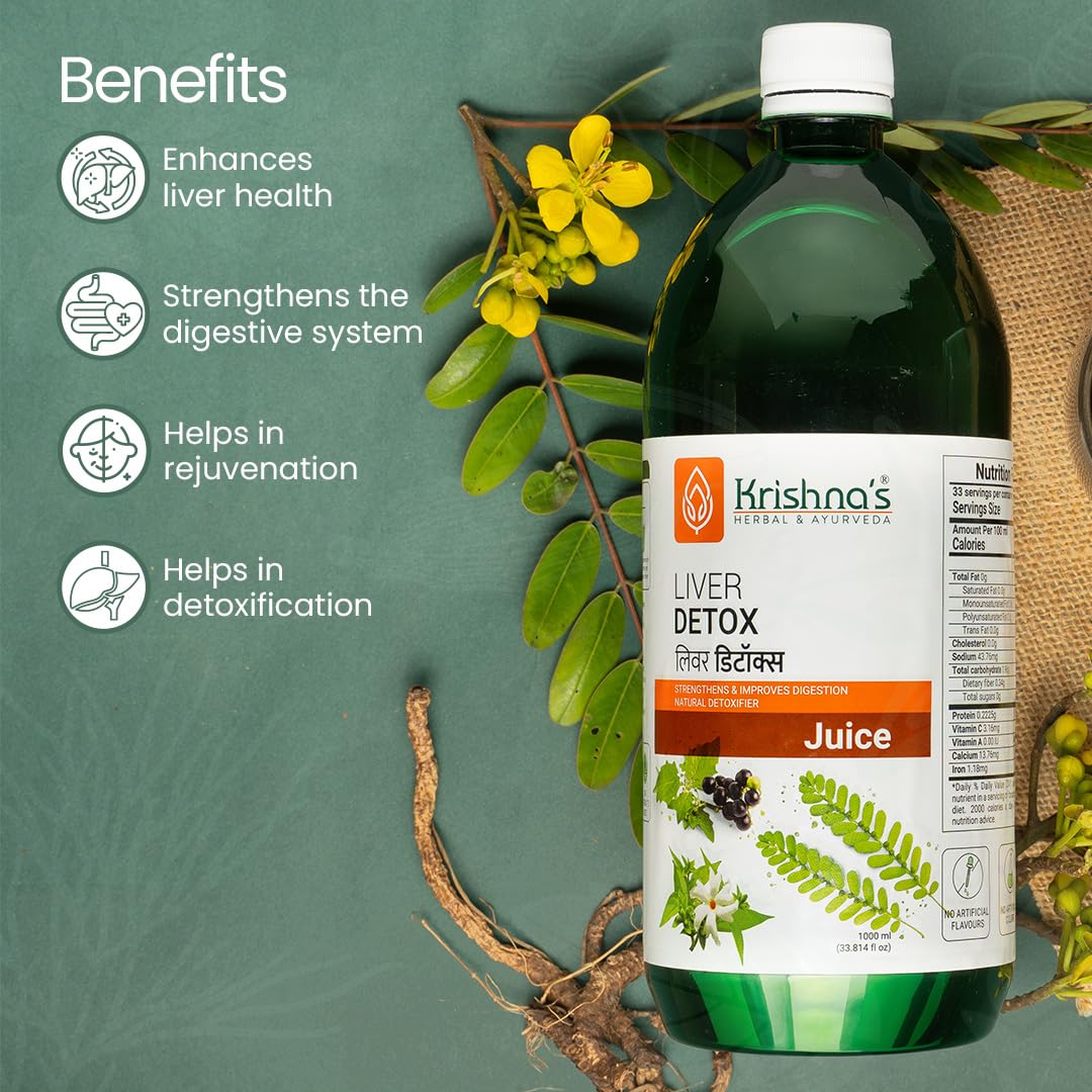 KRISHNA'S HERBAL & AYURVEDA Liver Detox Juice, Strengthens & Improves Digestion, Natural Rejuvenator & Liver Detoxifier, No Artificial Colors or Flavors, 1000 Ml - (Pack of 1) – view 3