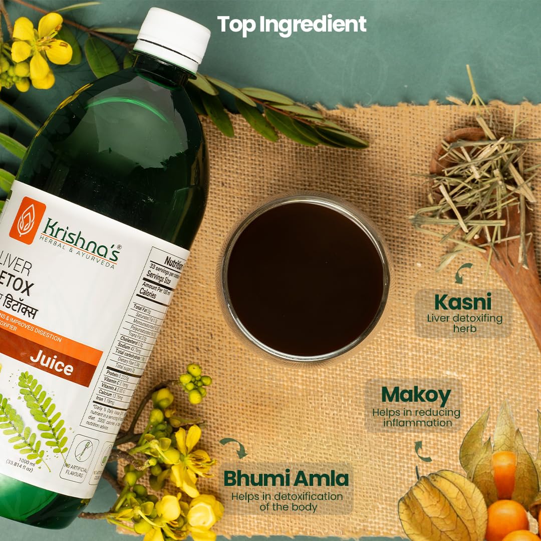 KRISHNA'S HERBAL & AYURVEDA Liver Detox Juice, Strengthens & Improves Digestion, Natural Rejuvenator & Liver Detoxifier, No Artificial Colors or Flavors, 1000 Ml - (Pack of 1) – view 4