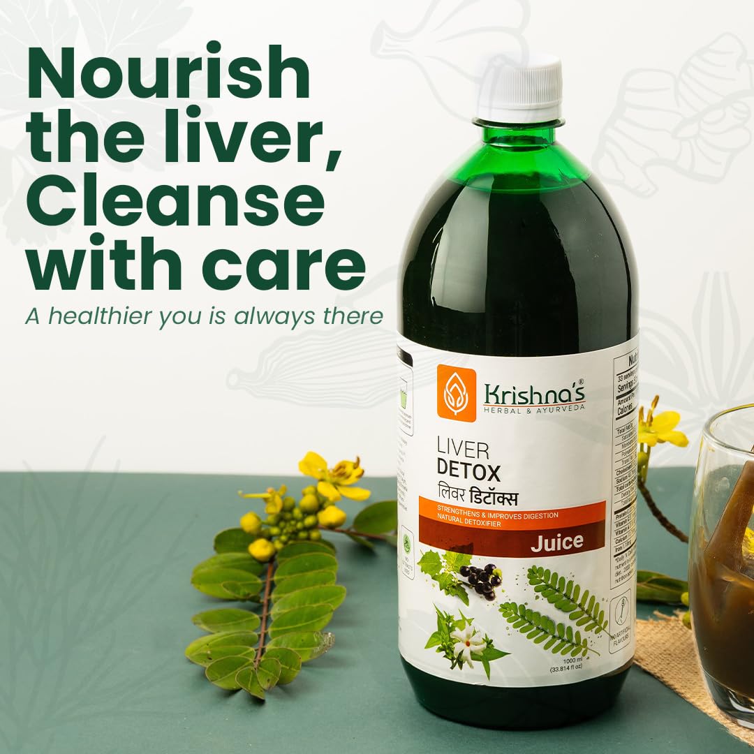 KRISHNA'S HERBAL & AYURVEDA Liver Detox Juice, Strengthens & Improves Digestion, Natural Rejuvenator & Liver Detoxifier, No Artificial Colors or Flavors, 1000 Ml - (Pack of 1) – view 8