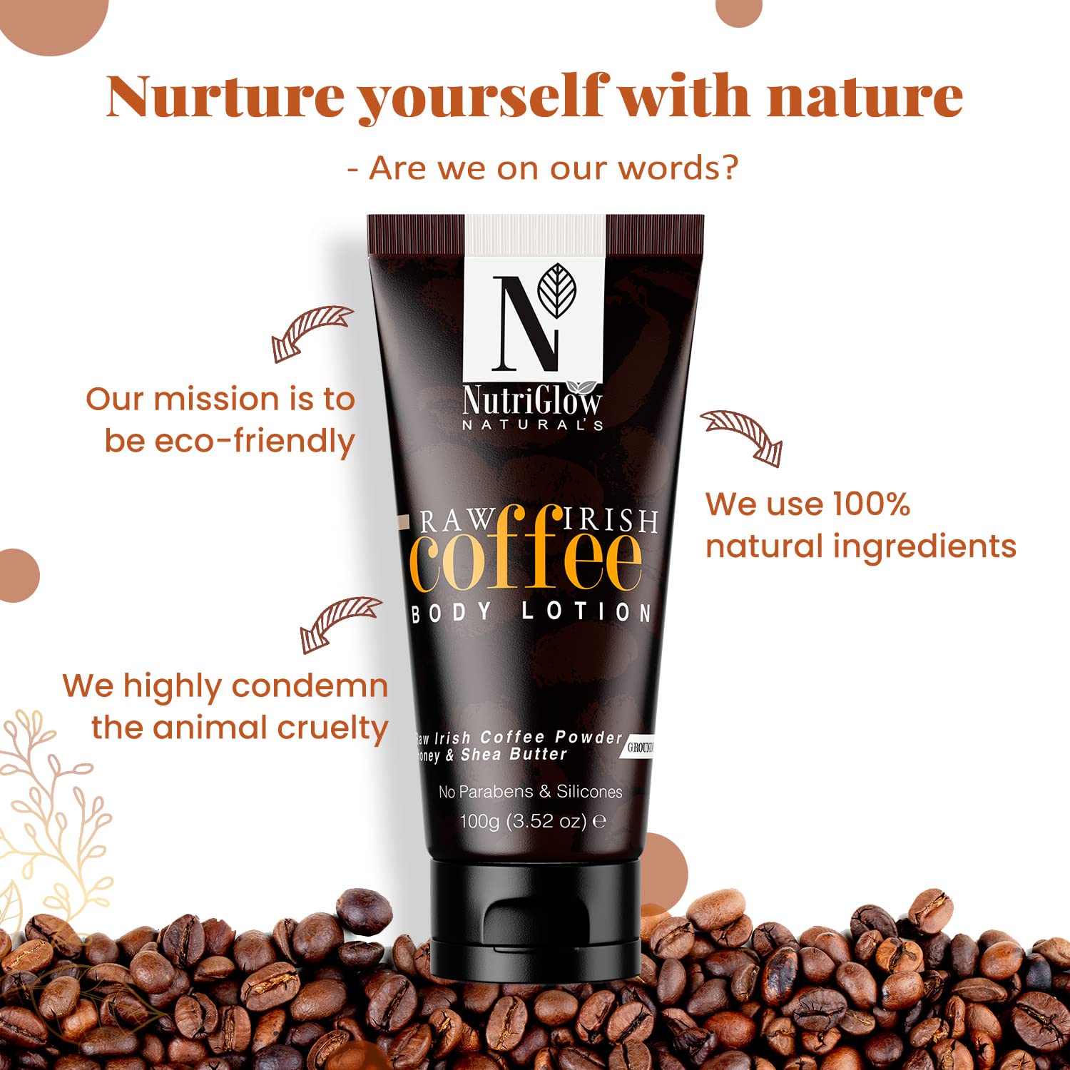 NutriGlow NATURAL'S Raw Irish Coffee Body Lotion to Treat Dull Skin, Lightweight (100 g) – view 3