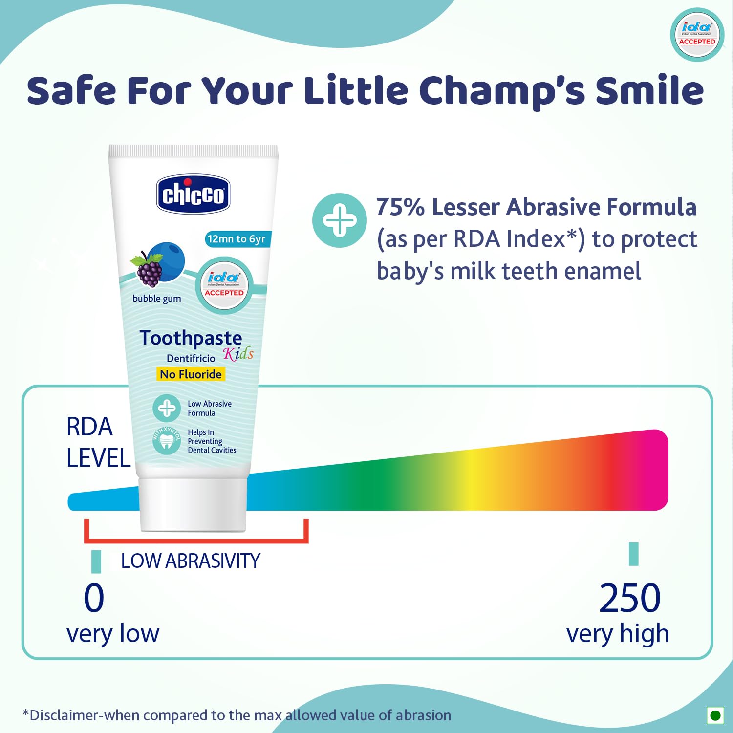 Chicco Toothpaste Bubble Gum 1-6Y 50g No Fluoride – view 3