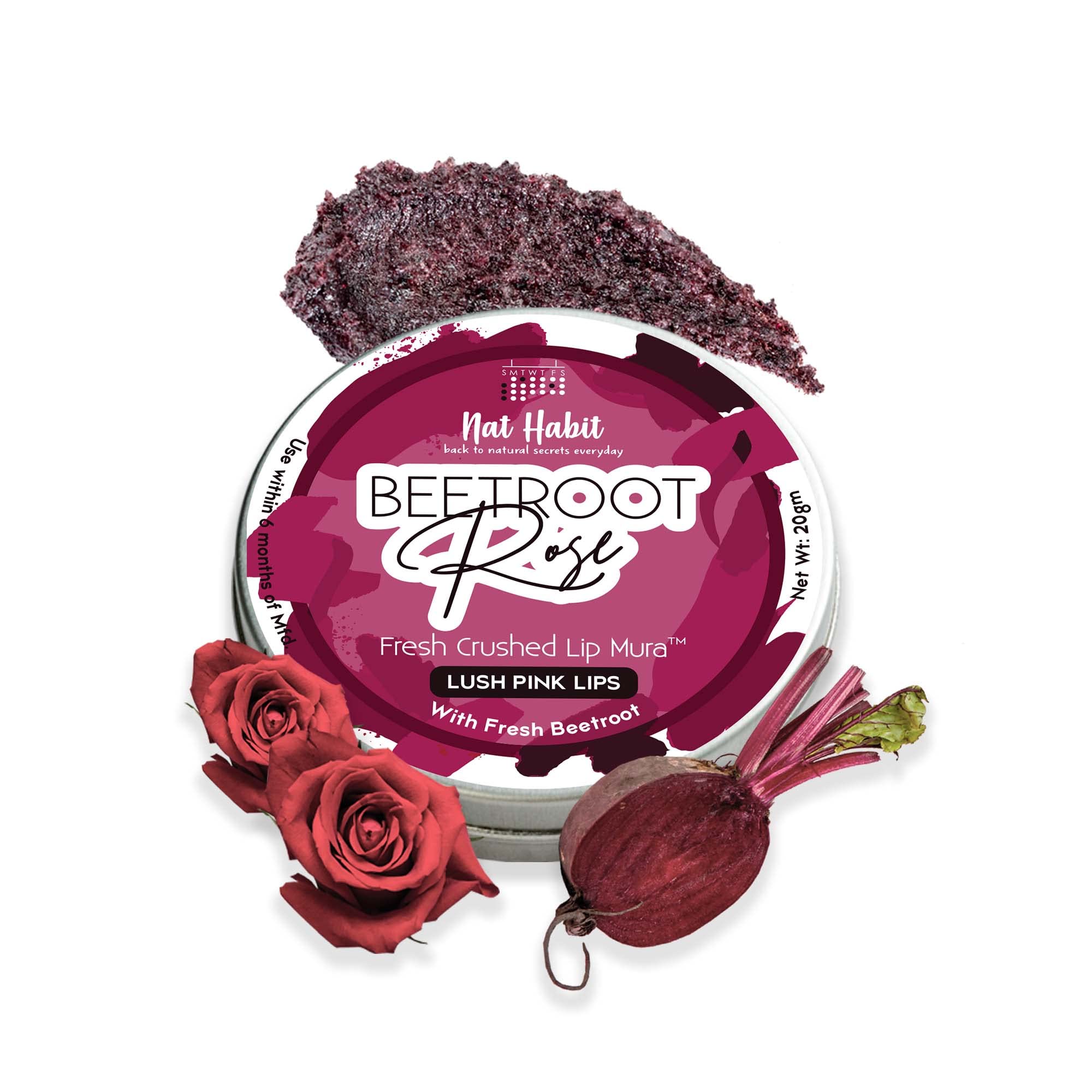 Beetroot Rose lip scrub jar for dry and dark lips