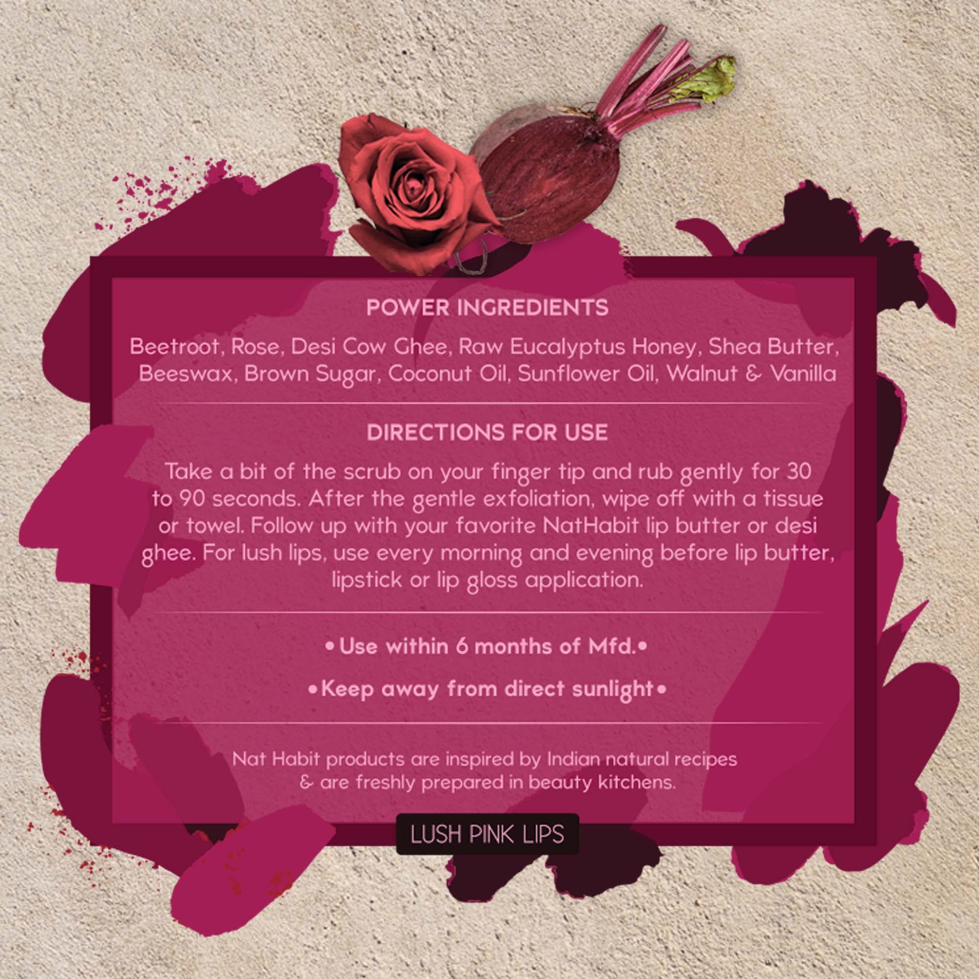 Nat Habit Lip Scrub, Beetroot Rose – view 3