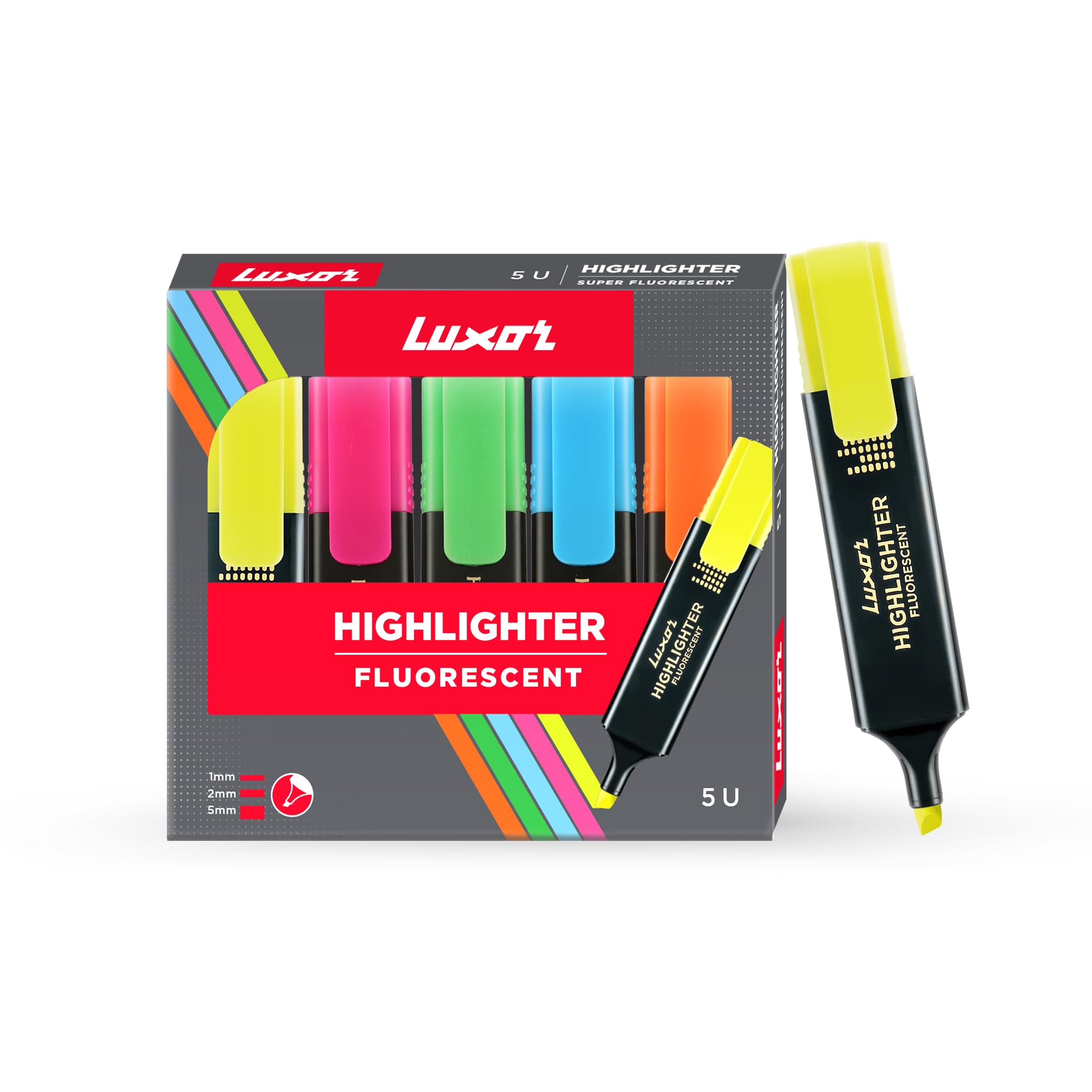 Luxor multicolor highlighter pens set with chisel tips