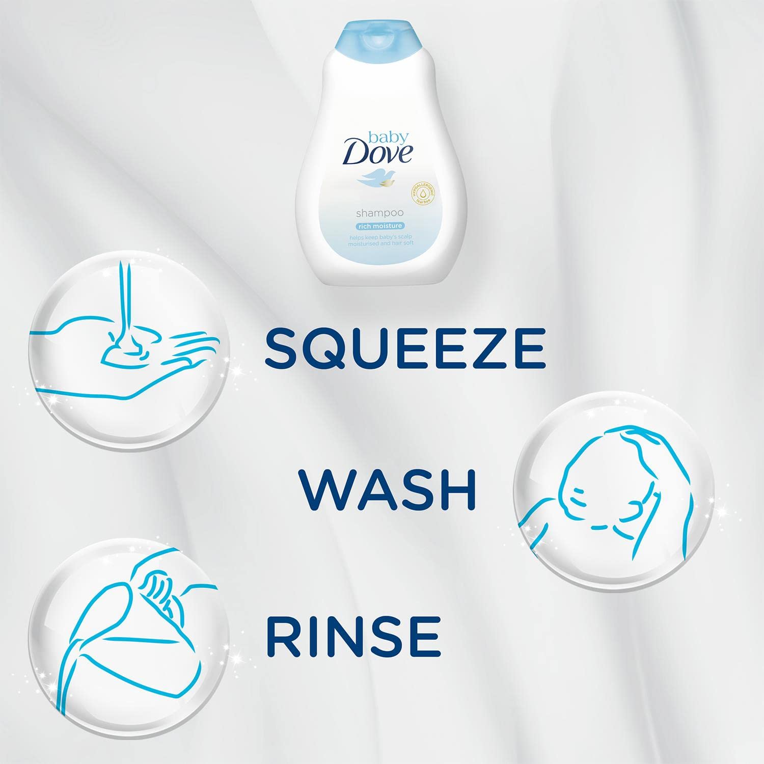 Baby Dove Shampoo 400 ml, Mild No Tears Rich Moisture Baby Shampoo for kids, Gentle Care for Baby's Soft Hair - No Sulphates No Paraben shampoo – view 7