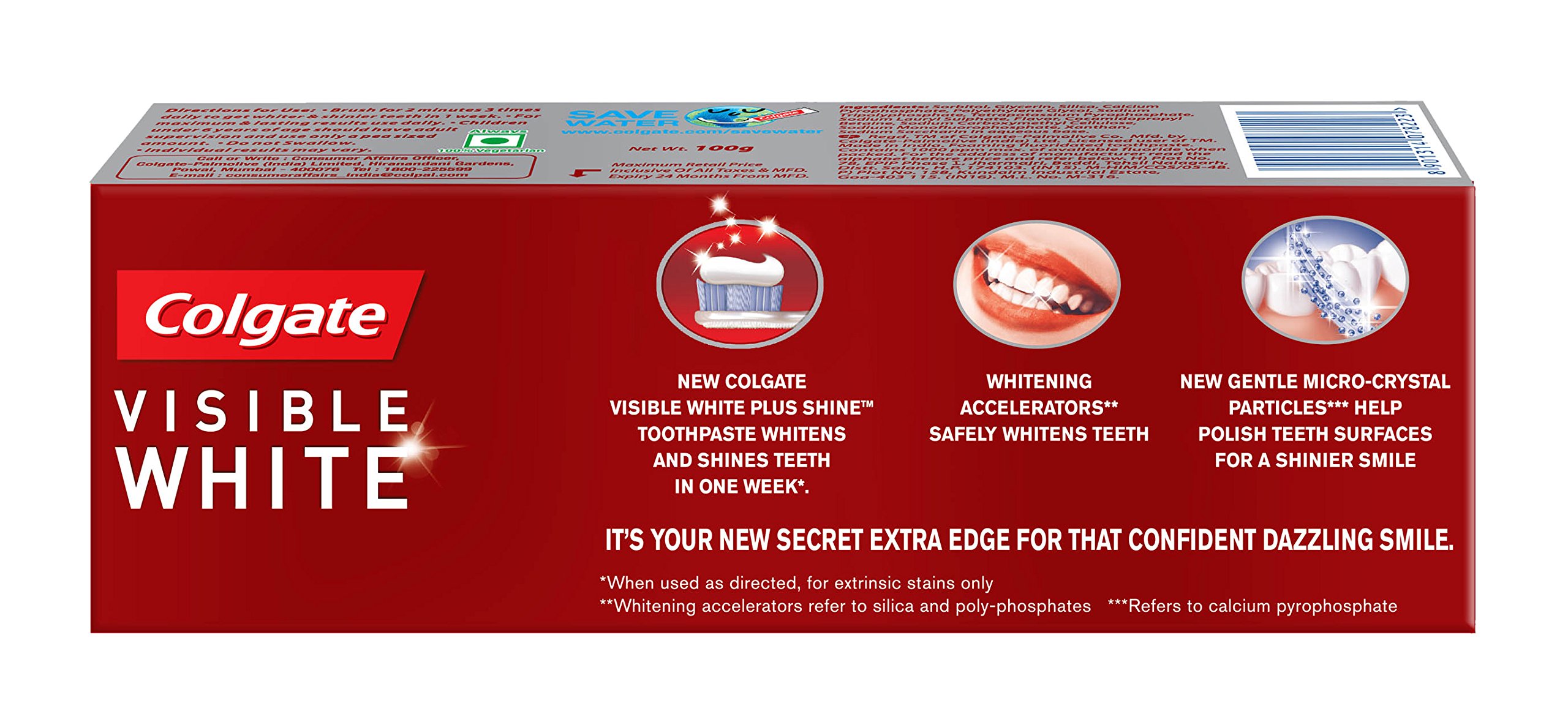 Colgate Toothpaste Visible White Plus Shine - 100g (Whitening) – view 3