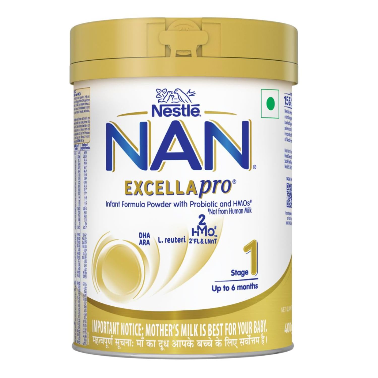 EXCELLAPRO Nestlé Nan Excella Pro 1 Infant Formula Powder - Upto 6 Months, Stage 1, 400G Tin Pack