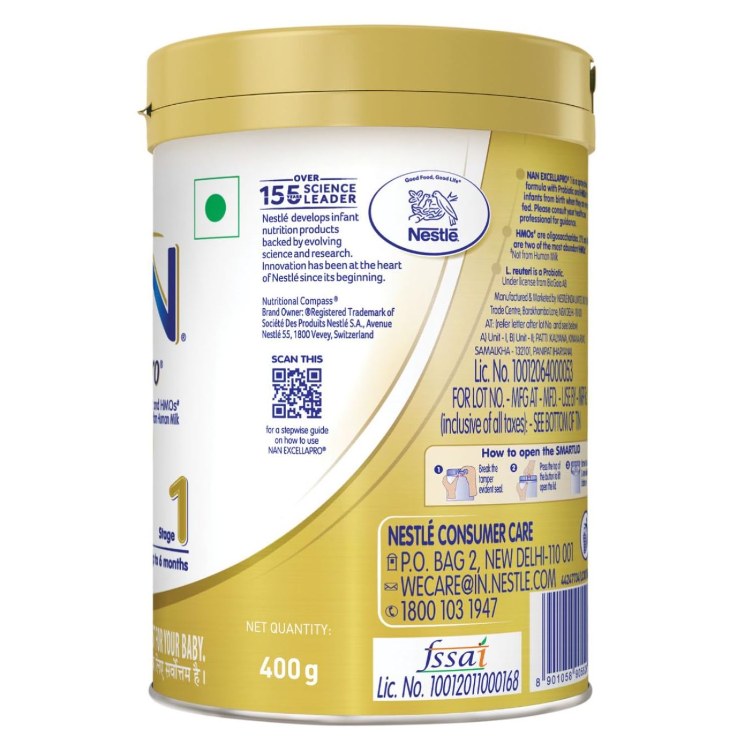 EXCELLAPRO Nestlé Nan Excella Pro 1 Infant Formula Powder - Upto 6 Months, Stage 1, 400G Tin Pack – view 3