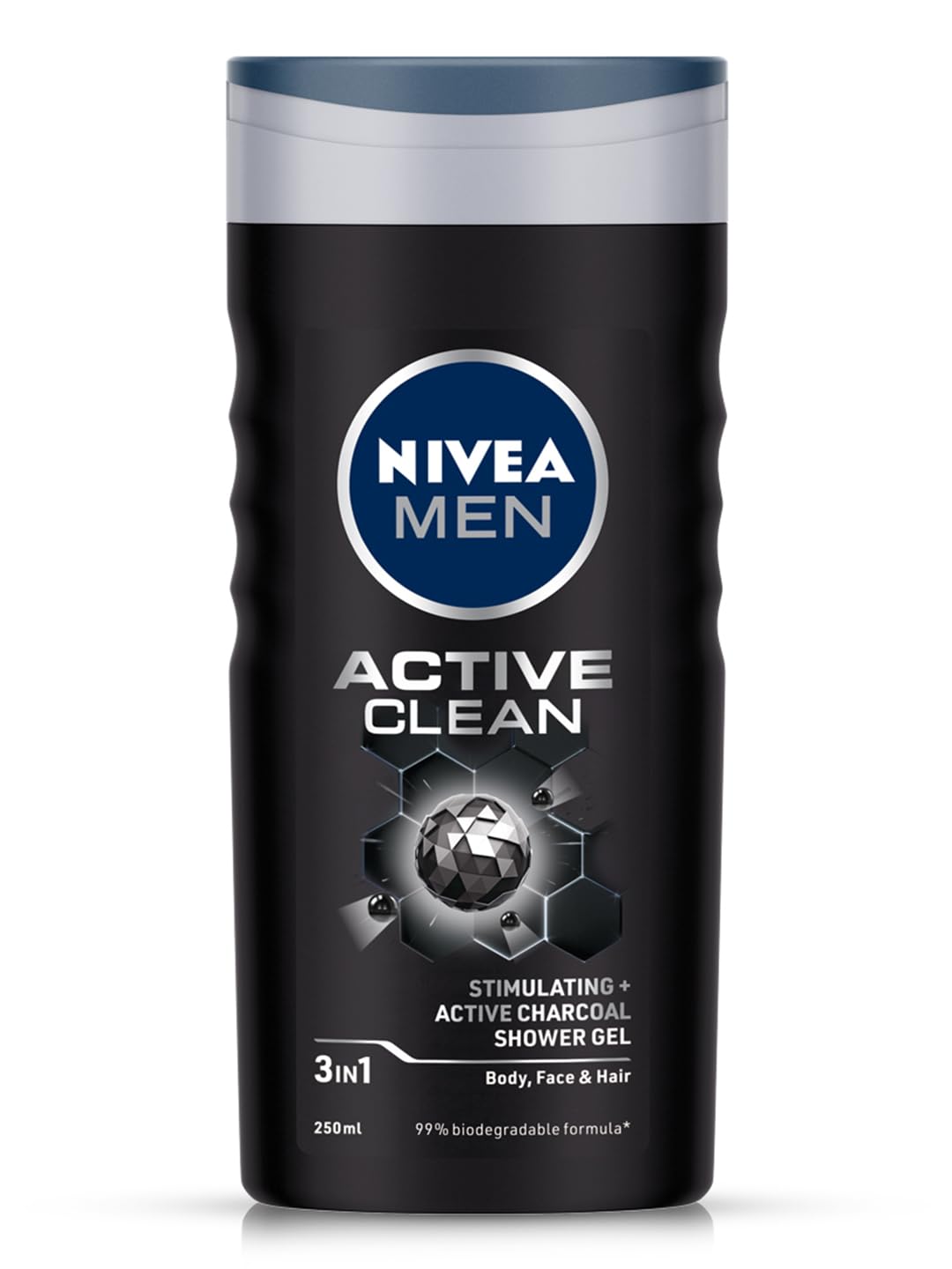 Nivea Active Clean Body Wash with Active Charcoal, Shower Gel For Body, Face & Hair, 250ml (Pack of 3) – view 2