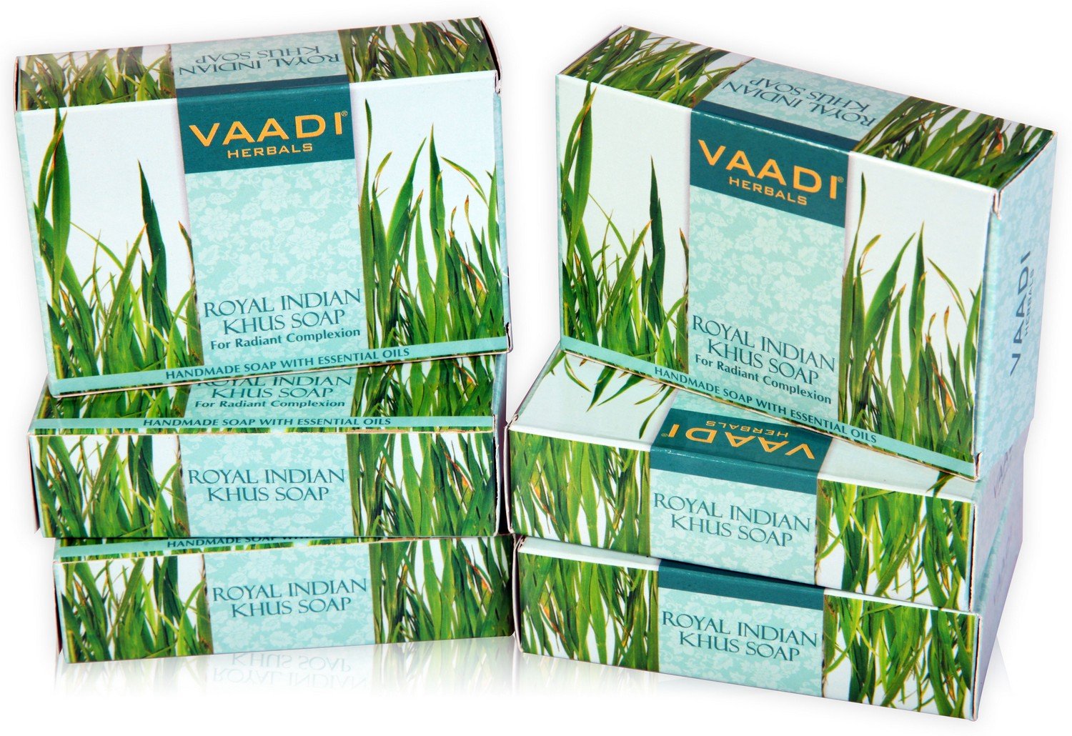 Royal Indian Khus Soap pack with six 75 g bars