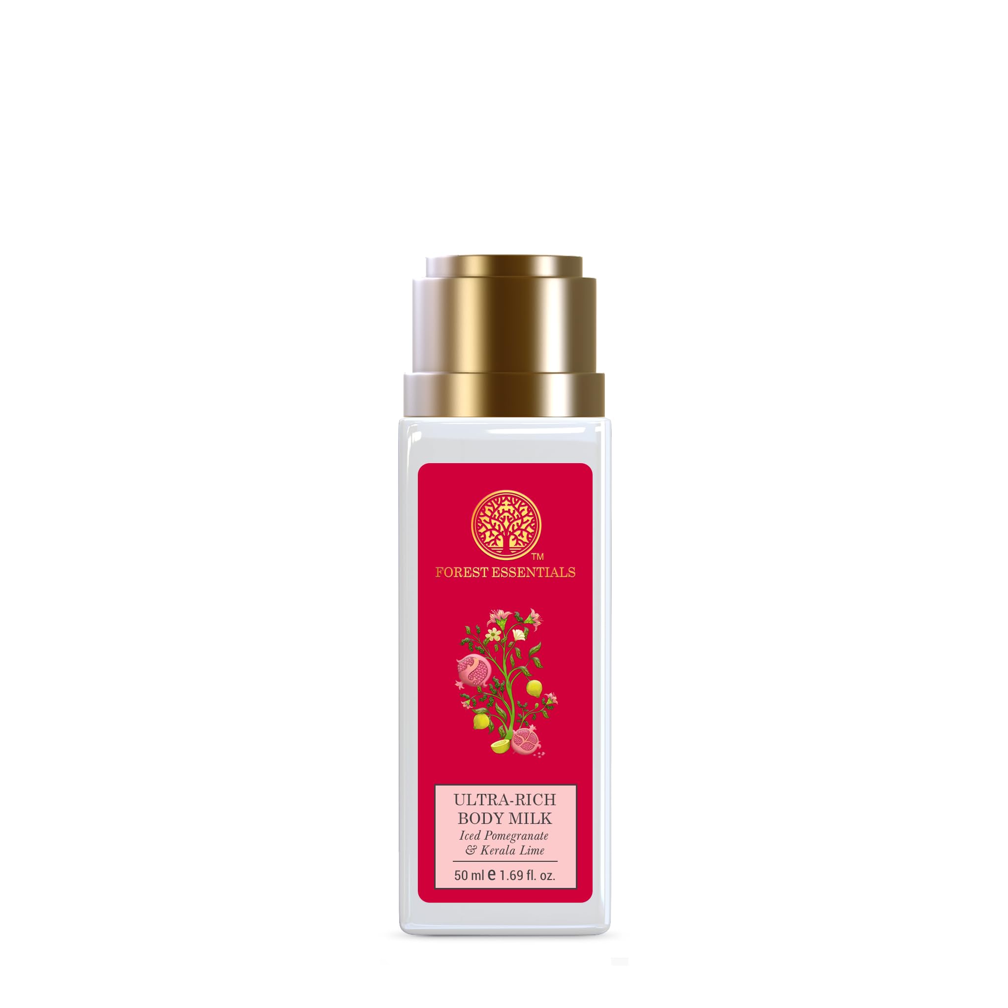 Forest Essentials Ayurvedic body milk bottle with citrus fragrance