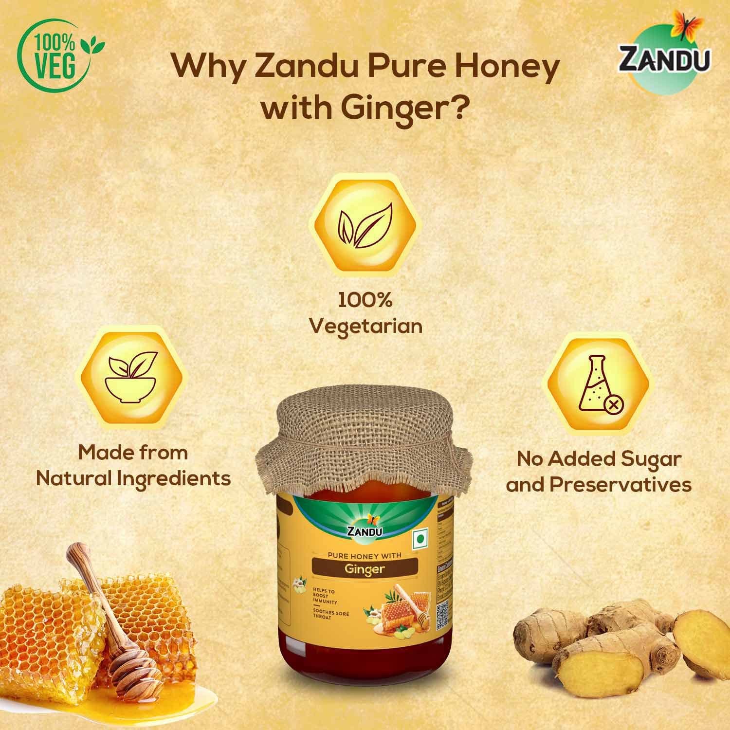 Zandu Pure Honey with Ginger: Specially Formulated to Meet Holistic Wellness Needs – view 2