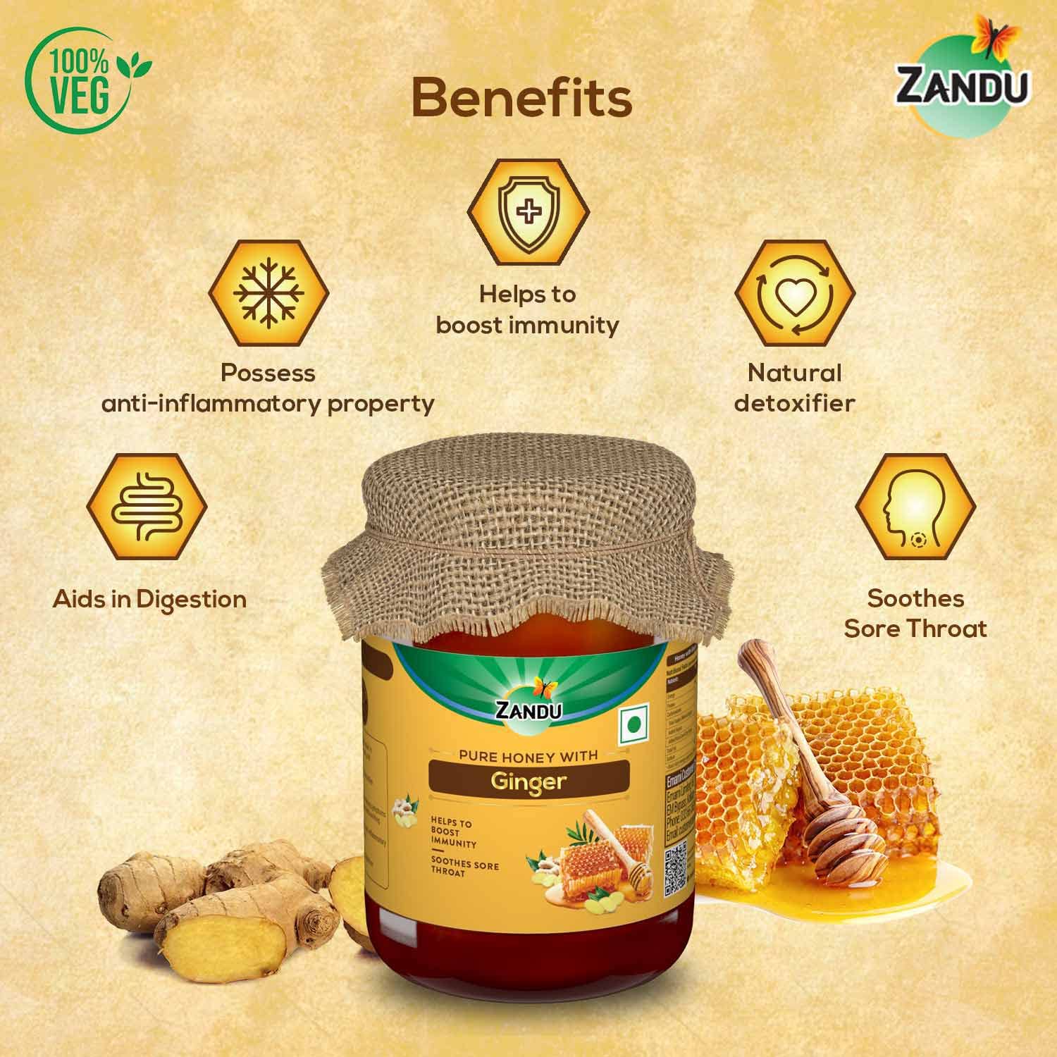 Zandu Pure Honey with Ginger: Specially Formulated to Meet Holistic Wellness Needs – view 3