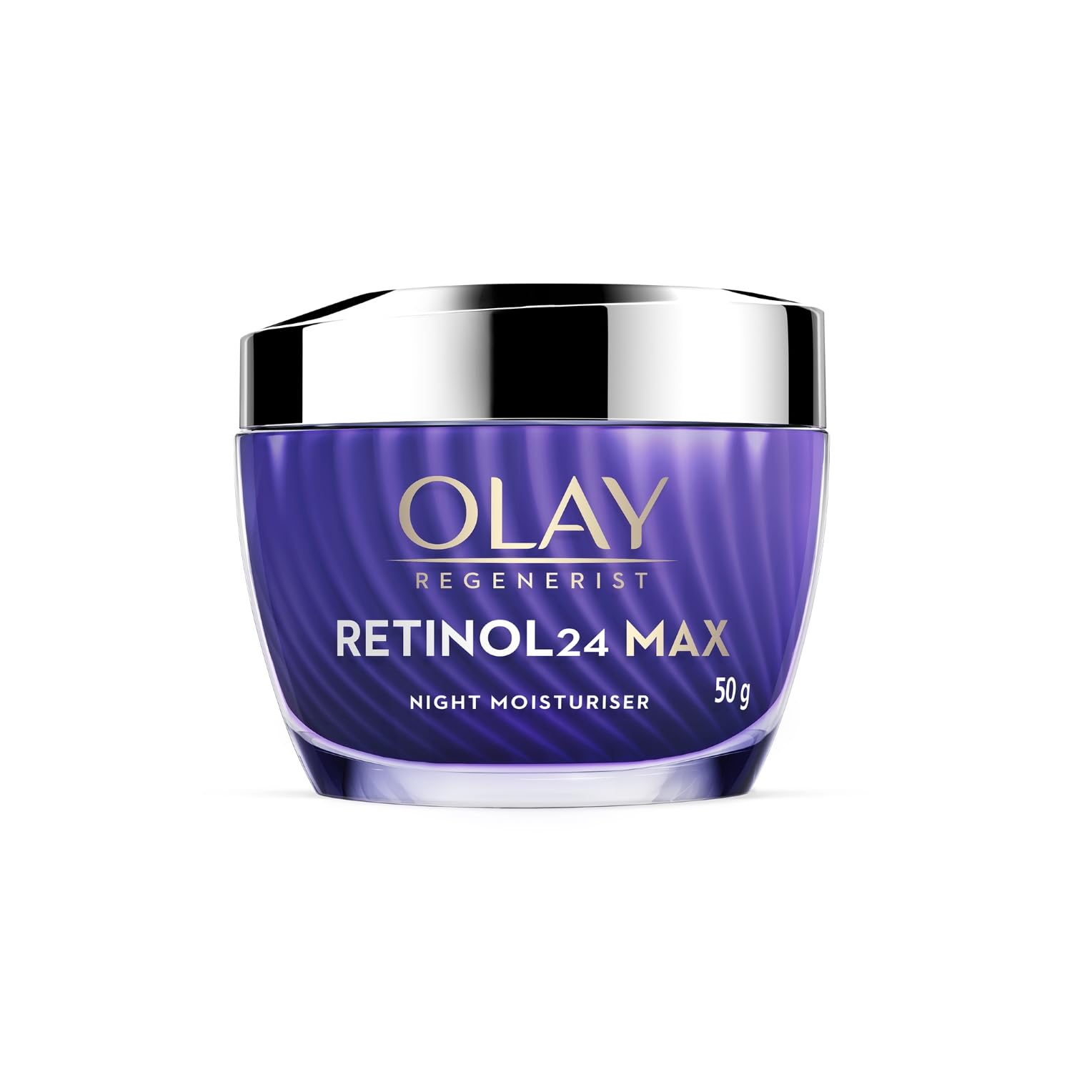 Front view of Olay Retinol24 Max Night Cream 50g jar