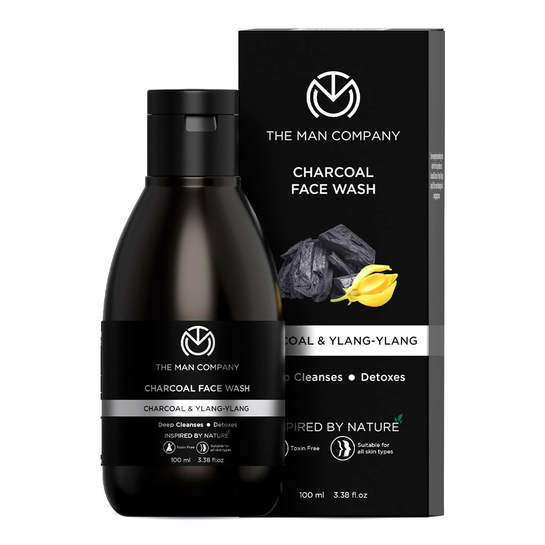Activated charcoal face wash for men with ylang ylang scent