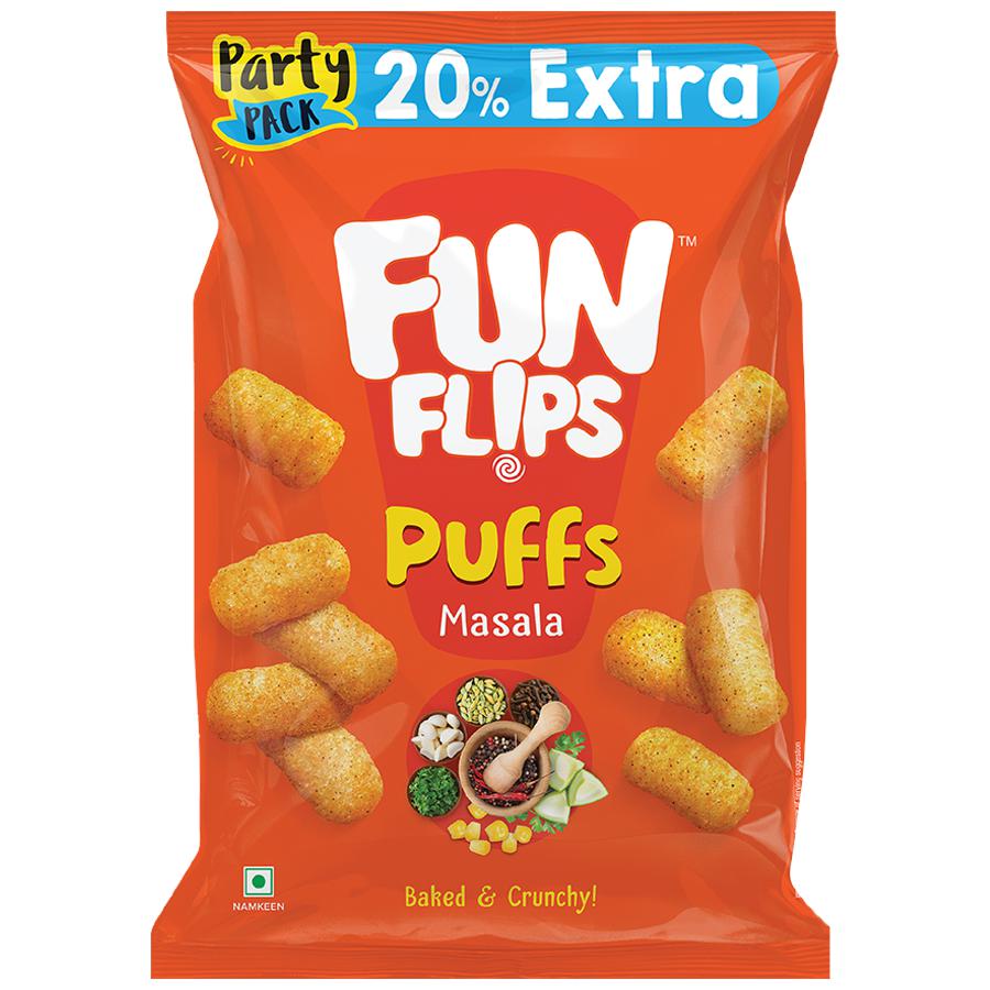 Fun Flips Puffs - Masala, Baked & Crunchy, Healthy Snacks, 70 G