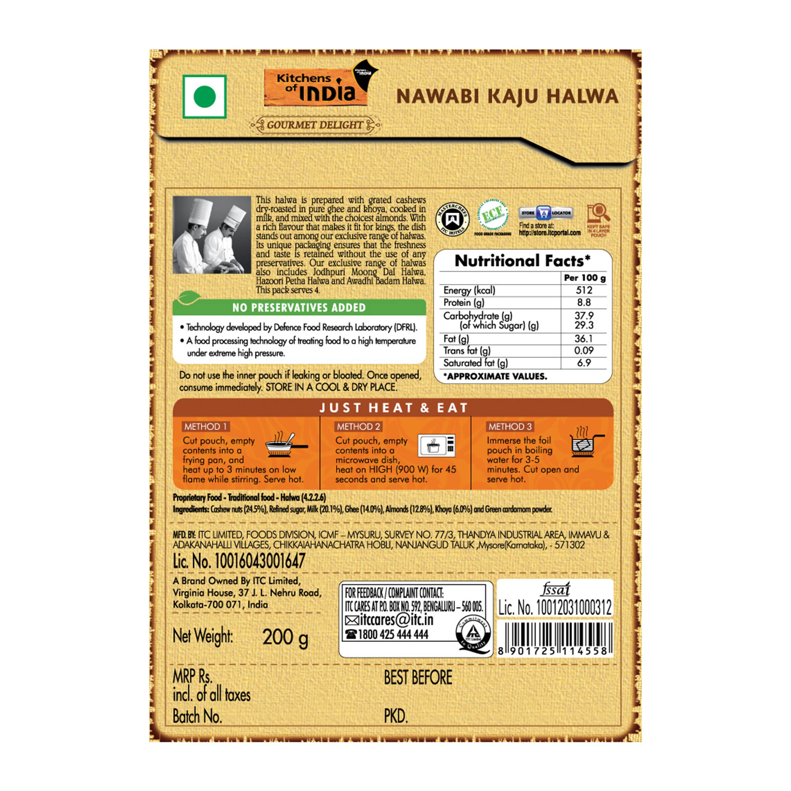 Kitchens of India Nawabi Kaju Halwa, ITC Ready to Eat Indian Sweet Dish, Just Heat and Eat, 200g – view 2