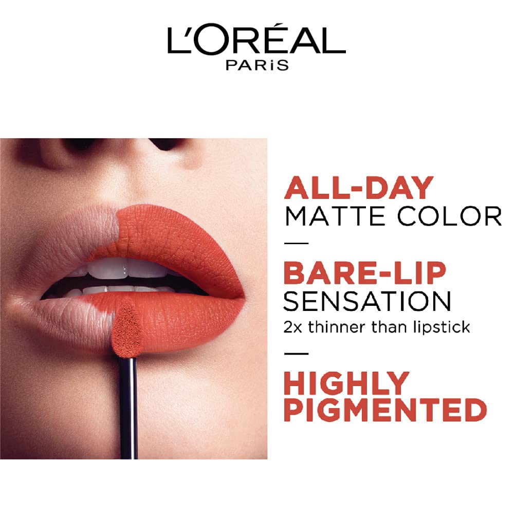 L'Oréal Paris Lipstick, Liquid Format with Matte Finish, Oil-In-Water Formula, Breathable and Lightweight Feel, Non-Flaking, Colour: 148 I Hunt, 7ml – view 4