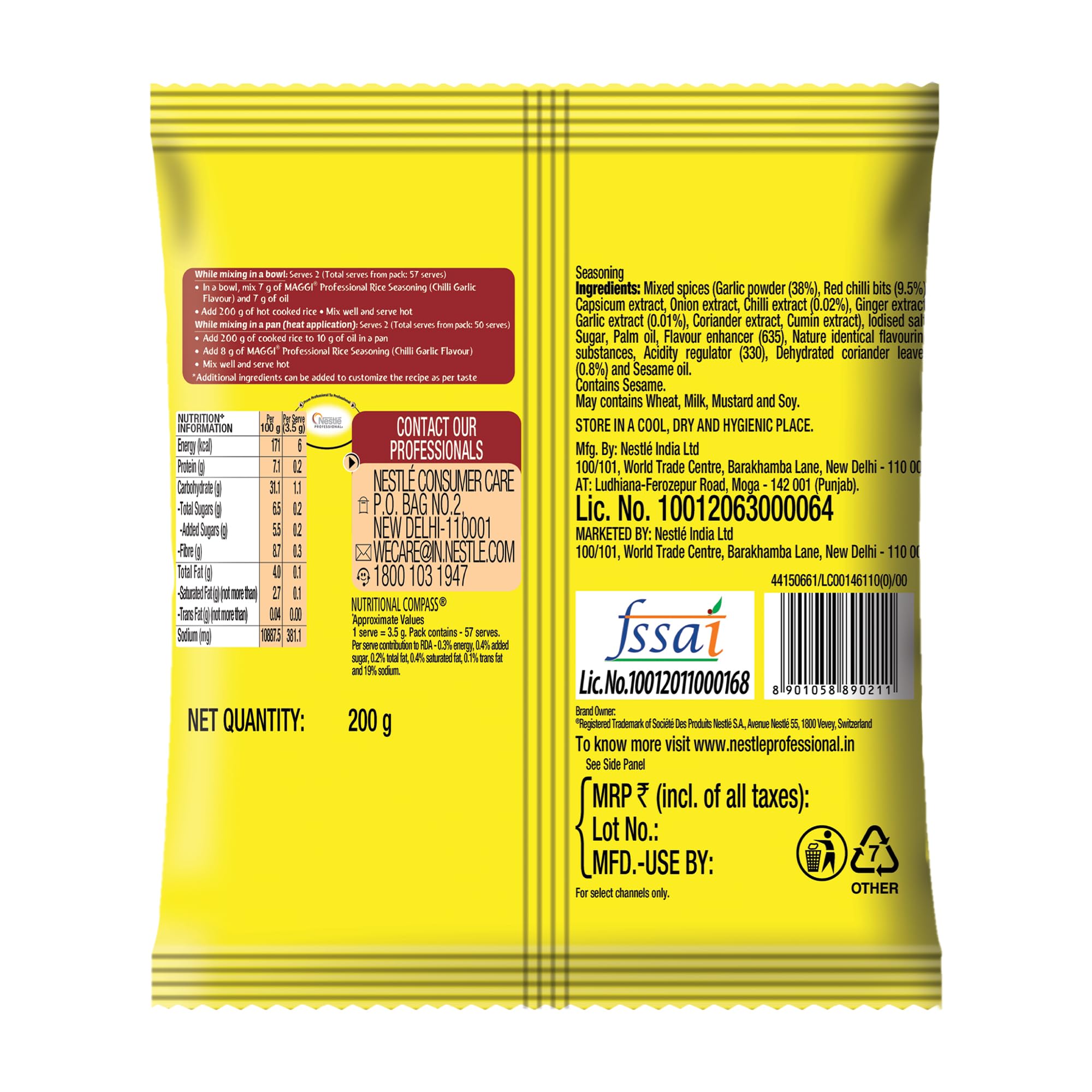 MAGGI Professional Rice Seasoning- Chilli Garlic Flavour, 200g Pouch (Easy to Make, Easy to Customize) – view 2