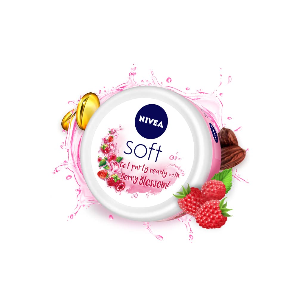 Nivea Berry Blossom non-greasy face hand body moisturizer jar