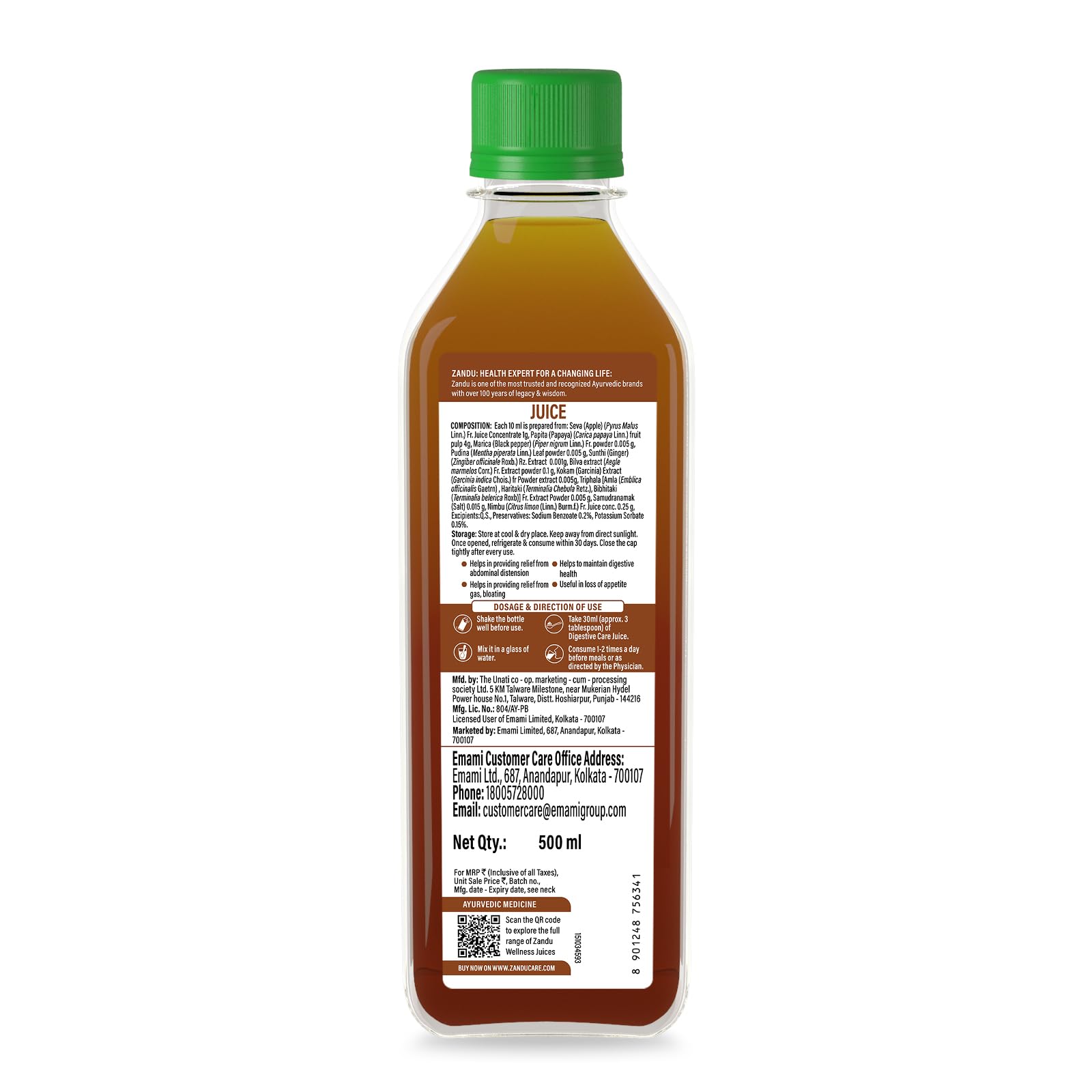 Zandu Digestive Care Juice, 500 ml, Enriched with Papaya, Triphala & Bael to improve Gut Health, Relieves Gas, Boosts Appetite, Scientifically Tested – view 8