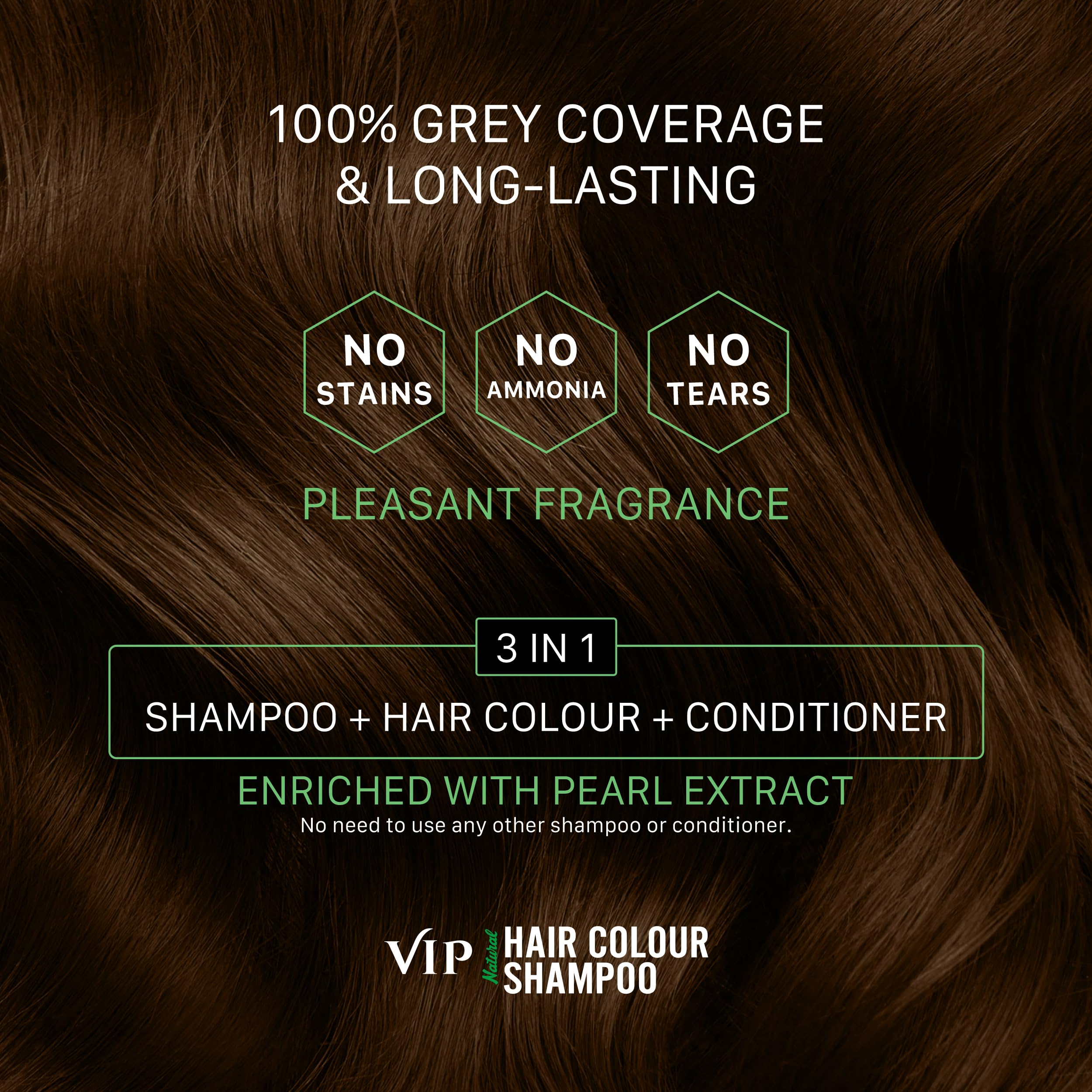 VIP Hair Colour Shampoo for Men and Women, 180ml, Dark Brown – view 6