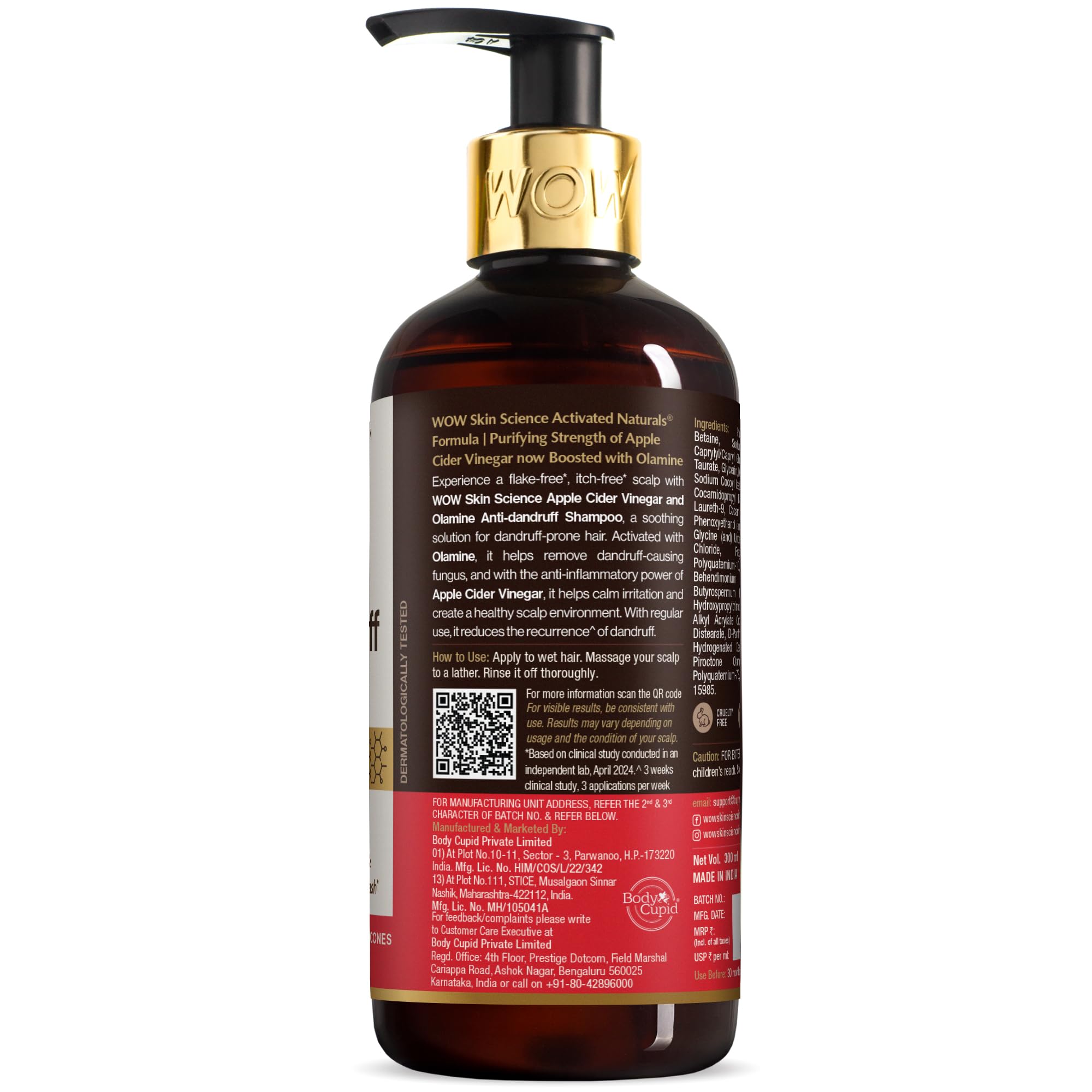 WOW Skin Science Apple Cider Vinegar Shampoo with DHT Blockers – view 4