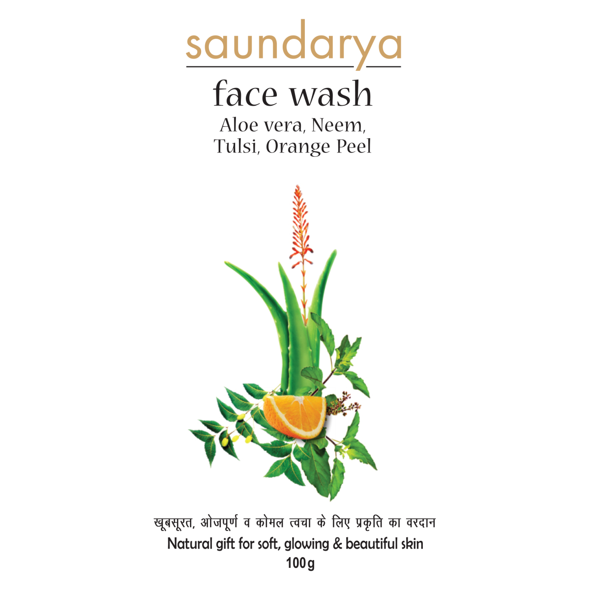 Patanjali Saundarya Face Wash Aloevera Neem Tulsi Orange Peel 100 g – view 3