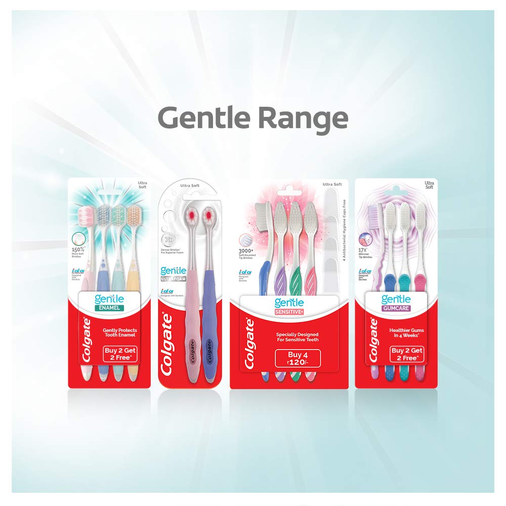Colgate Gentle Enamel Ultra Soft Bristles Manual Toothbrush for adults, 4 Pcs (Buy2 Get 2), Soft Bristles for Enamel Care,Multicolor – view 8