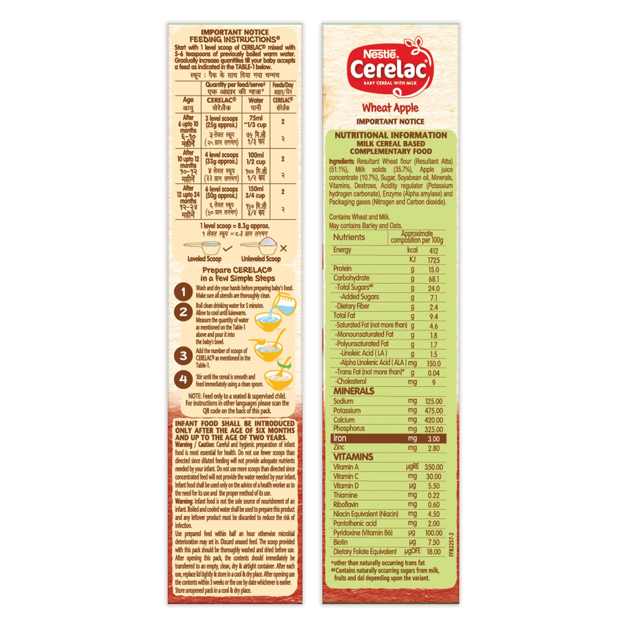 Nestle Cerelac Baby Cereal with Milk , Wheat Apple ,Stage 1, From 6 to 24 Months , Source of Iron & Protein , 300g – view 4