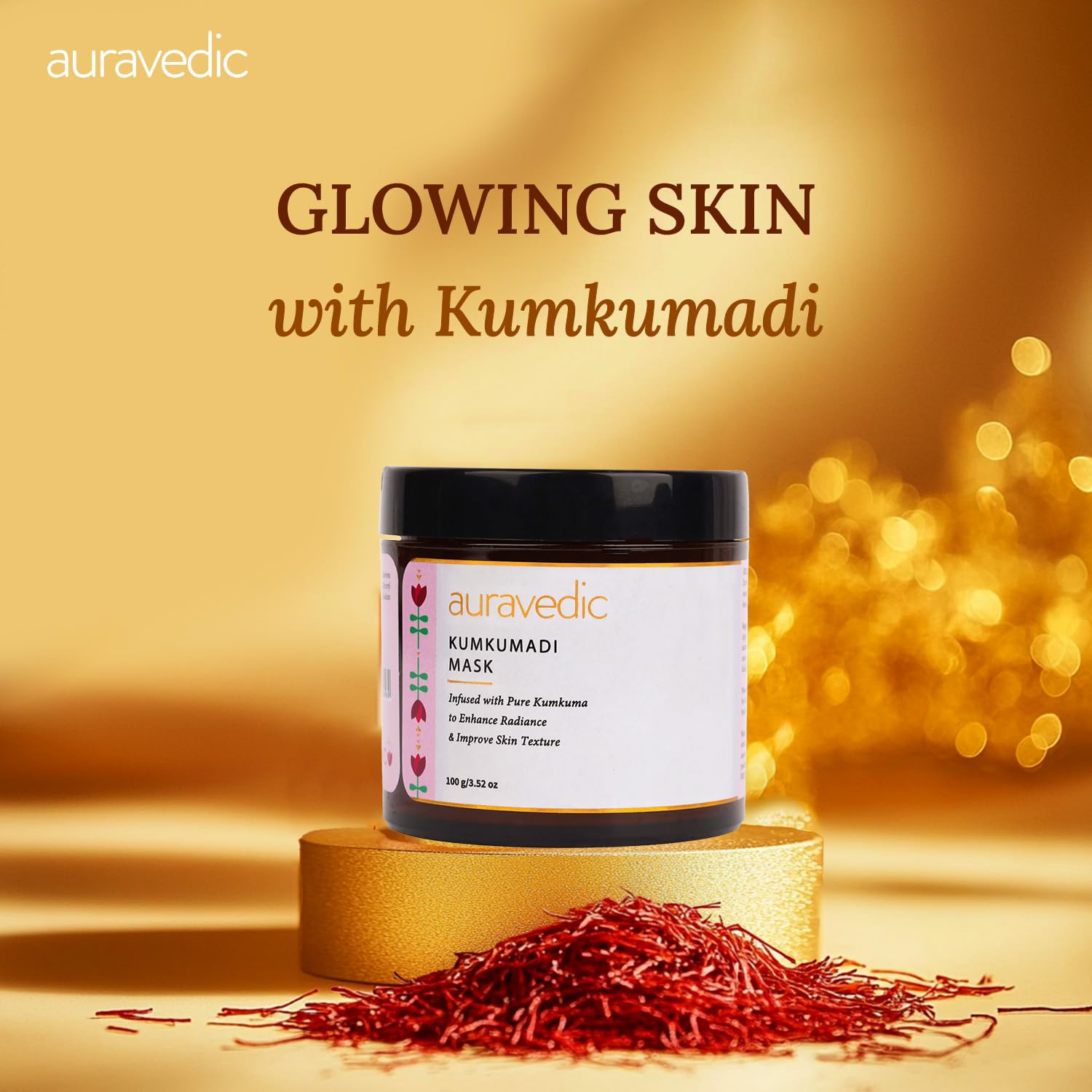 Auravedic Kumkumadhi Face Mask Kumkumadi Tailam Detan Pack Skin Brightening Tan Removal Face Pack For Women Men 100g Kumkumadi Oil Ubtan Detan Face Mask for women skin care brightening – view 2