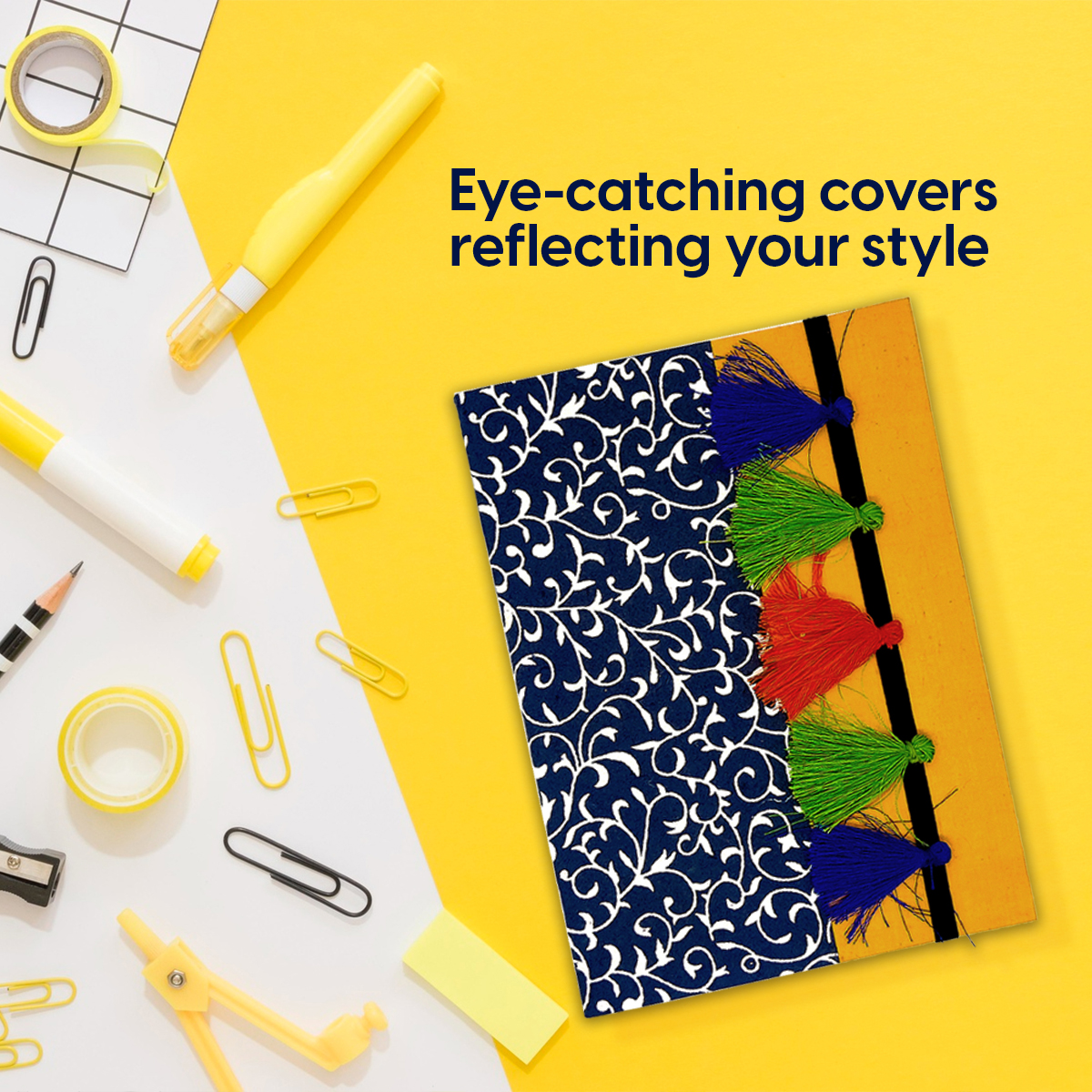 NeuOrigin Handmade Paper Eco-Friendly Notebooks - Vibrant Colors, Tassel and Bookmark Included - Handcrafted in India – view 7