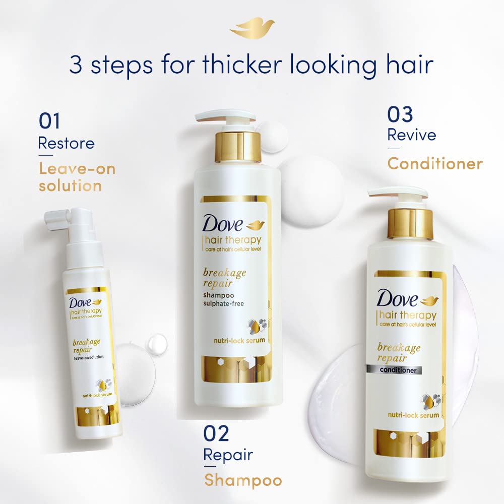 Dove Hair Therapy Breakage Repair Sulphate-Free Shampoo, No Parabens & No Dyes, With Nutri-Lock Serum to Reduce Hair Fall for Thicker Looking Hair, 380 ml – view 5