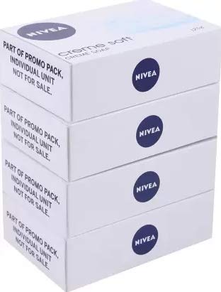 Boxed Nivea Creme Soft Soap four 125 g moisturizing bars