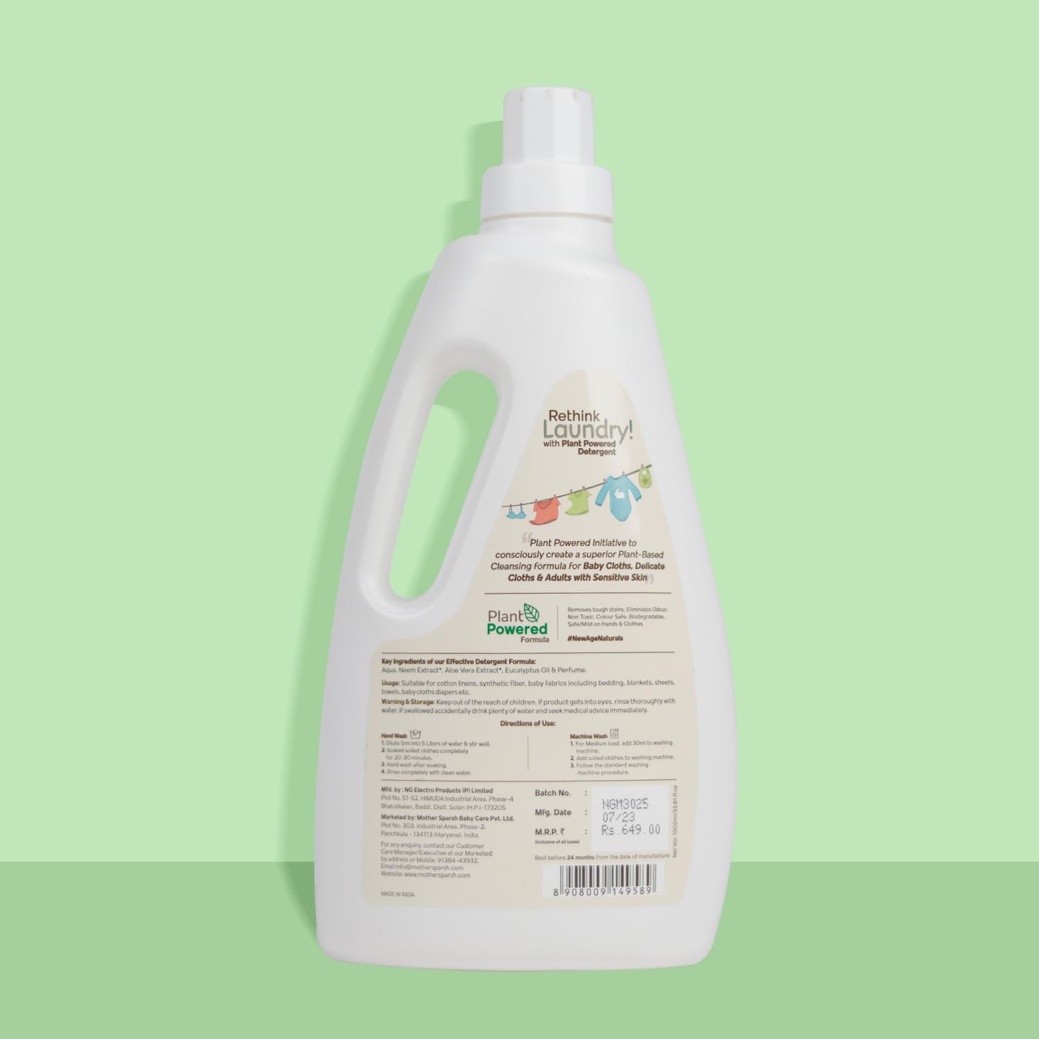 Mother Sparsh Plant Powered Baby Laundry Liquid Detergent With Bio - Enzymes and Eucalyptus Oil – view 6