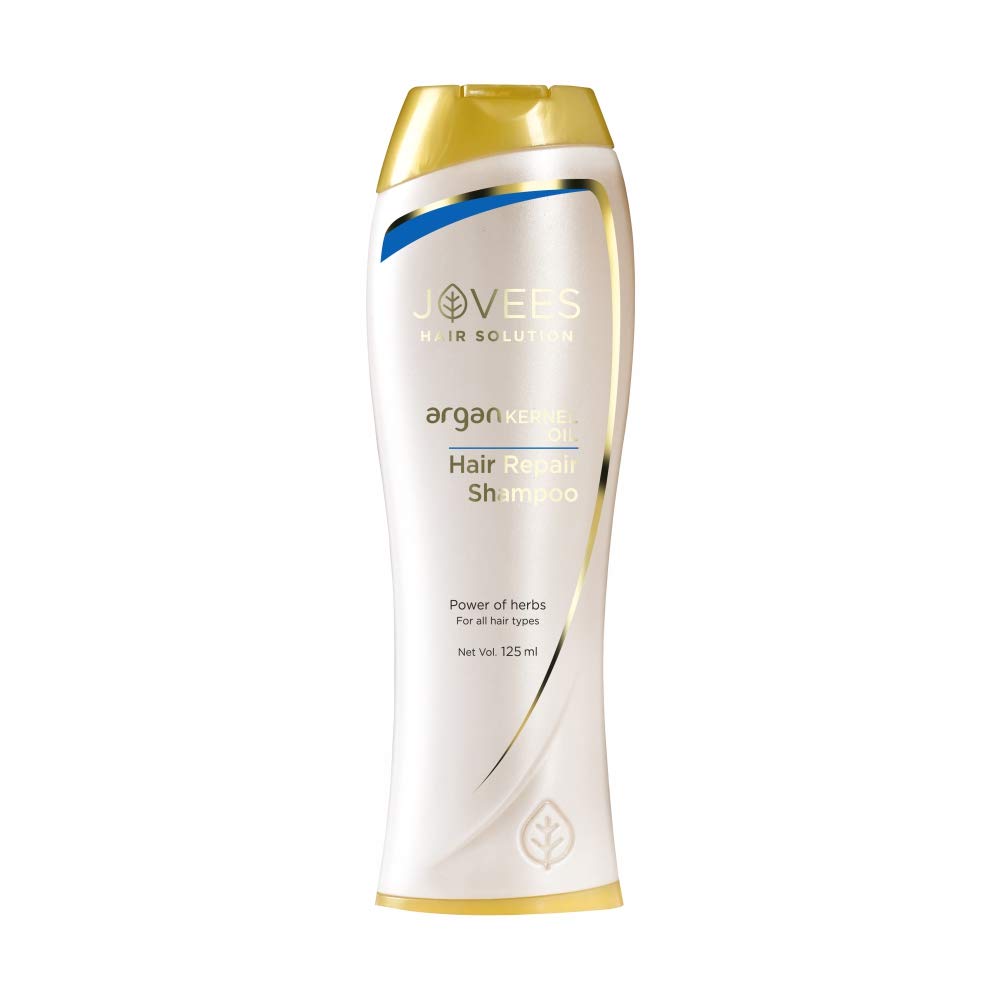 Front view of Jovees argan kernel oil shampoo bottle