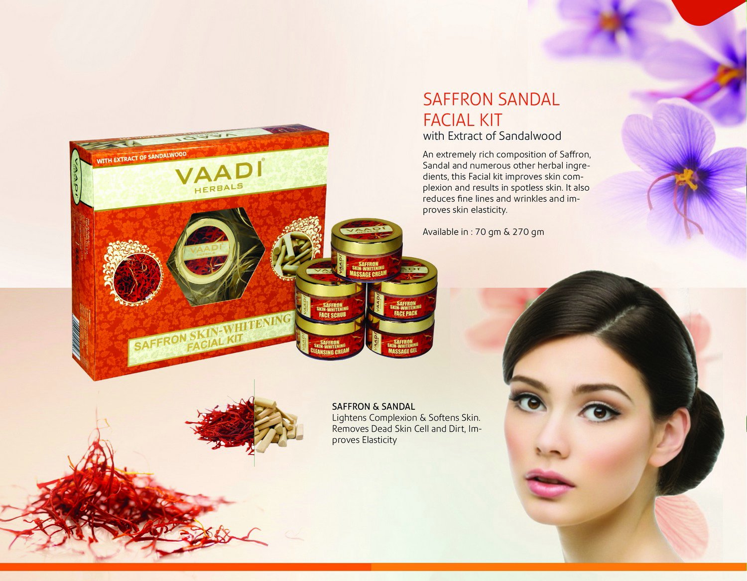Vaadi Herbals Saffron Skin Whitening Facial Kit with Sandalwood Extract, 270g – view 3
