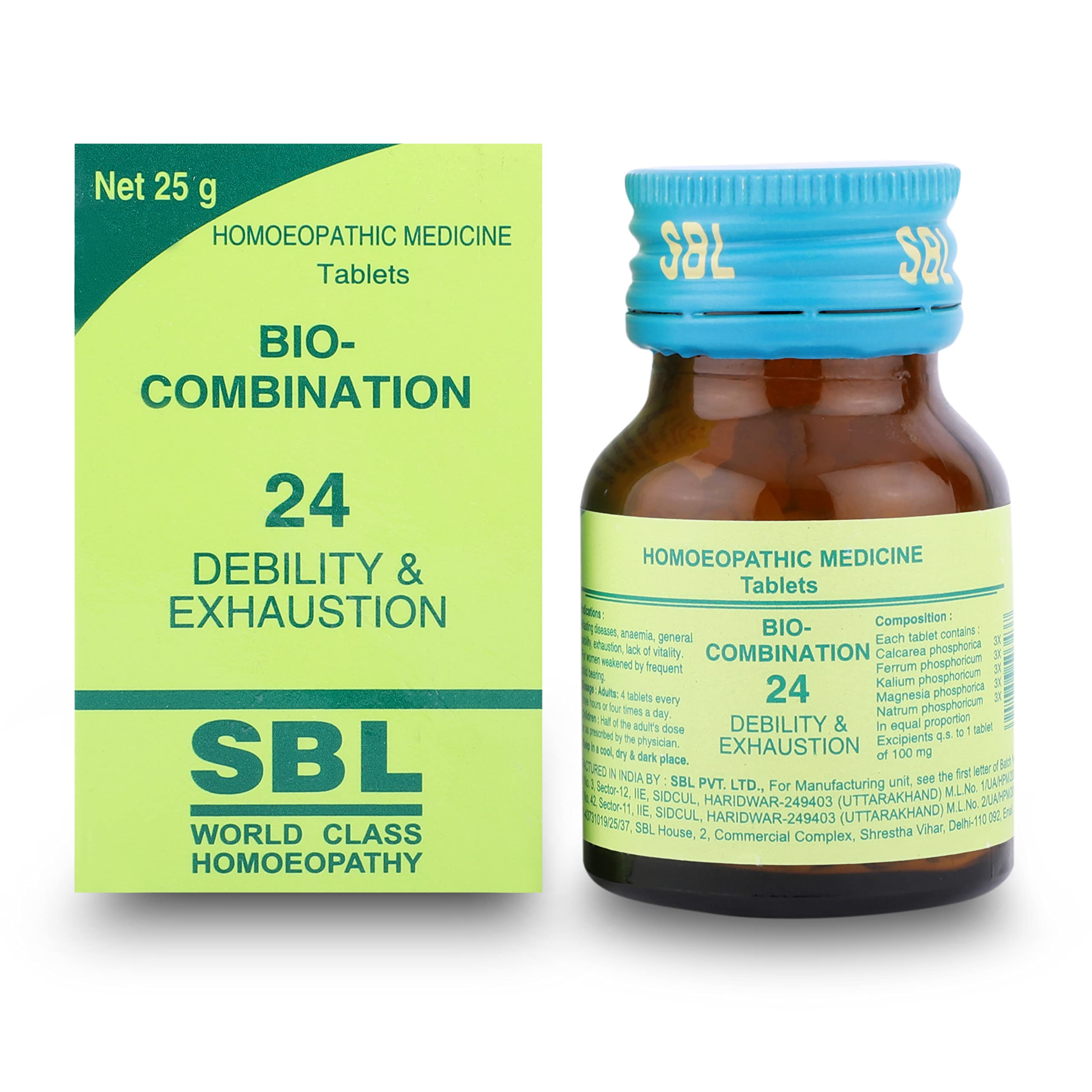 Front view of SBL Bio-Combination No.24 25 GM bottle
